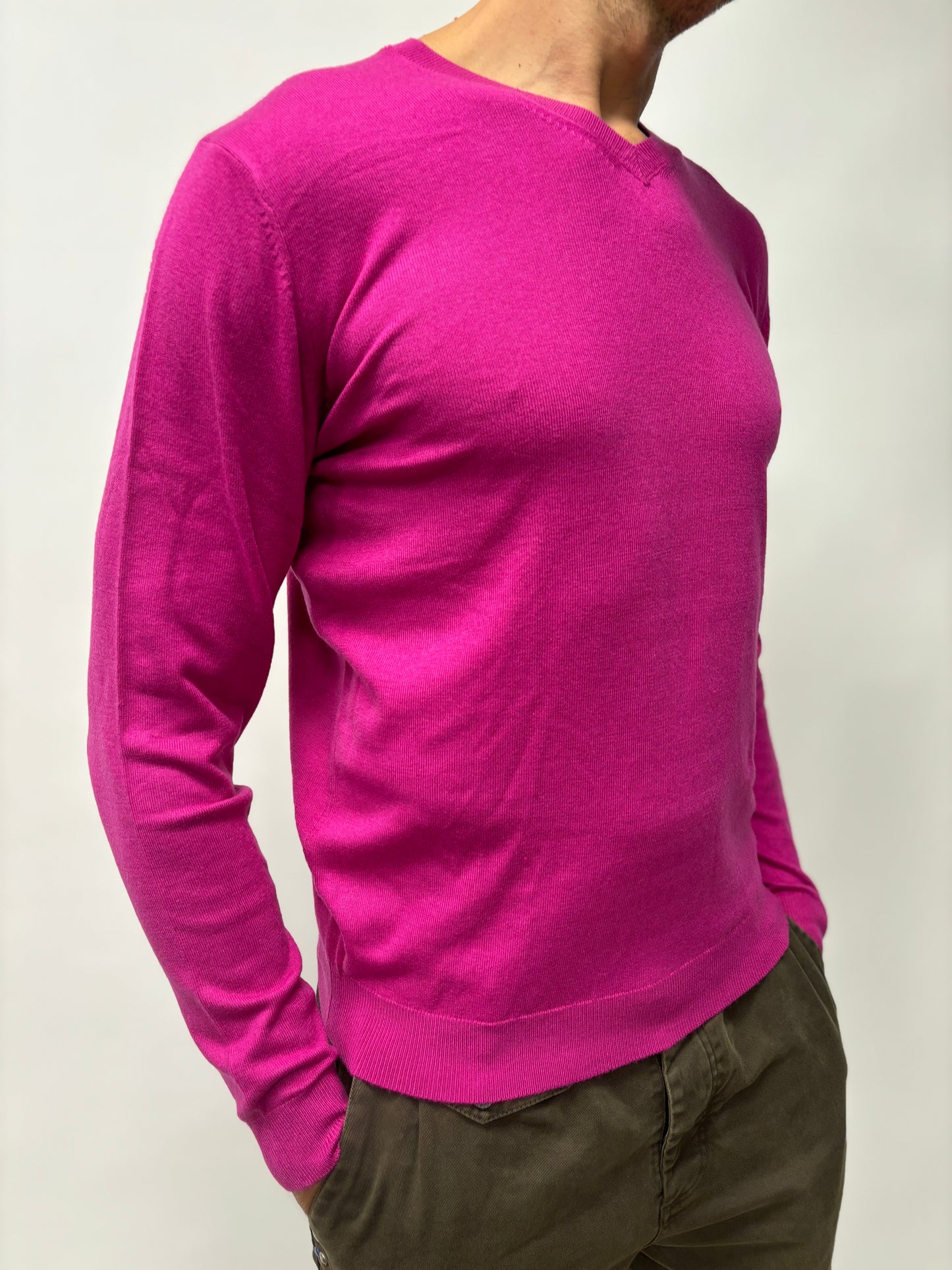 Markup Maglia in viscosa e cashmere scollo a v FUCSIA