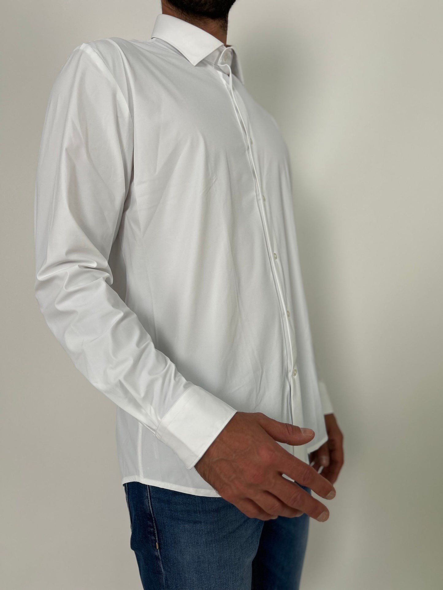 philotinto camicia tessuto tecnico no stiro tinta unita bianco