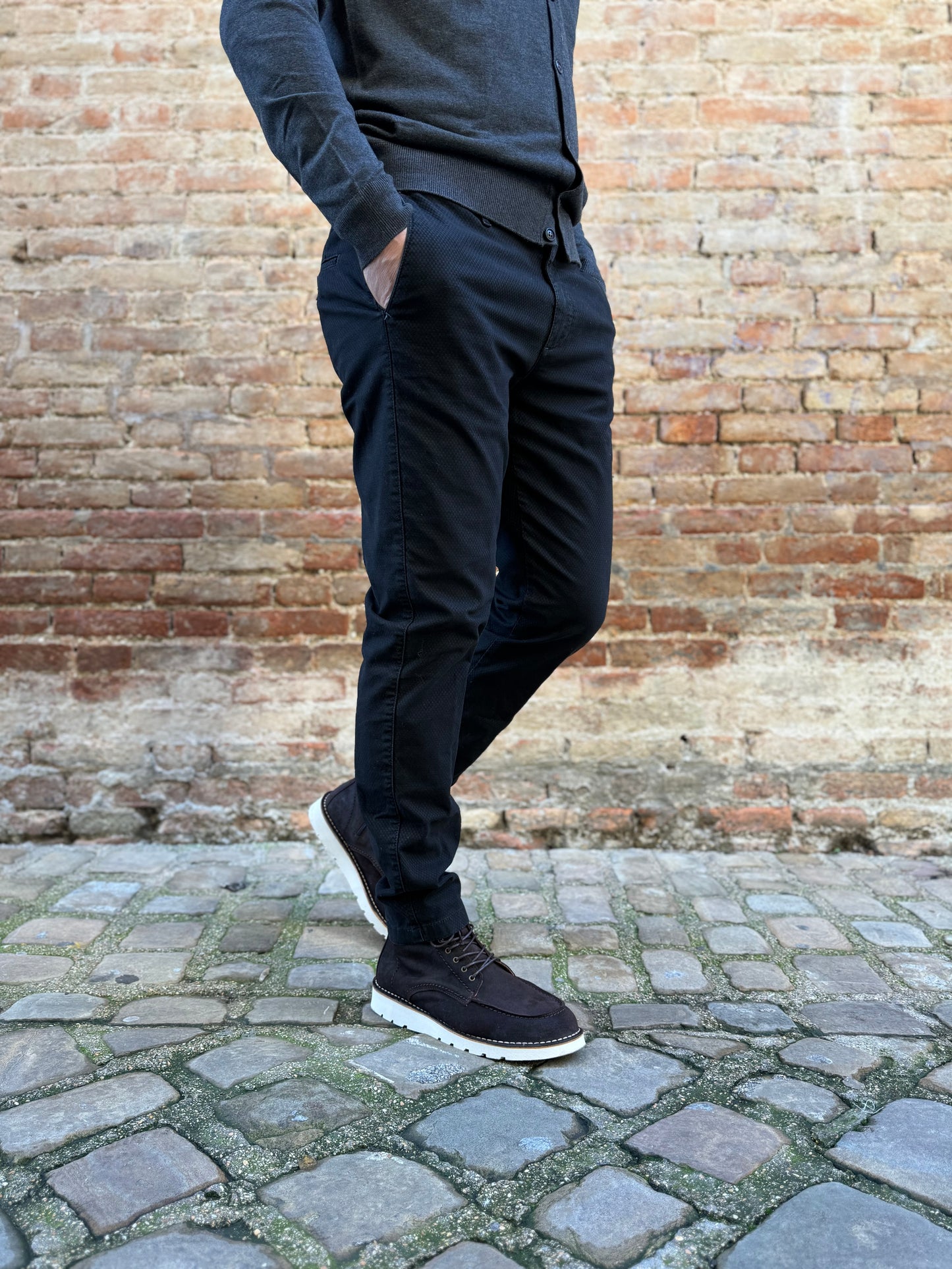 Savoir Faire pantalone tasca uomo microfantasia NERO