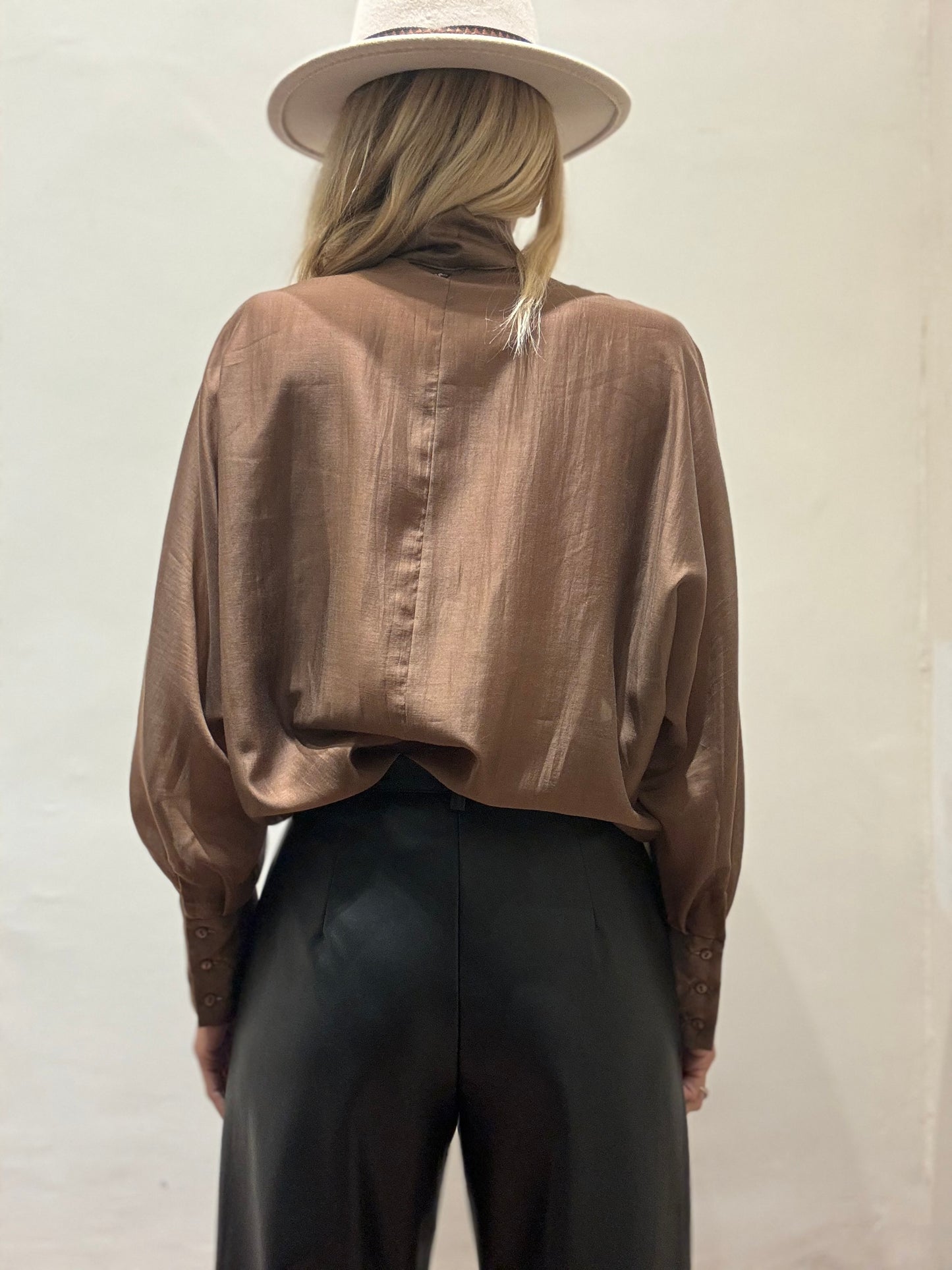 Dixie Camicia collo alto e maniche lunghe MARRONE