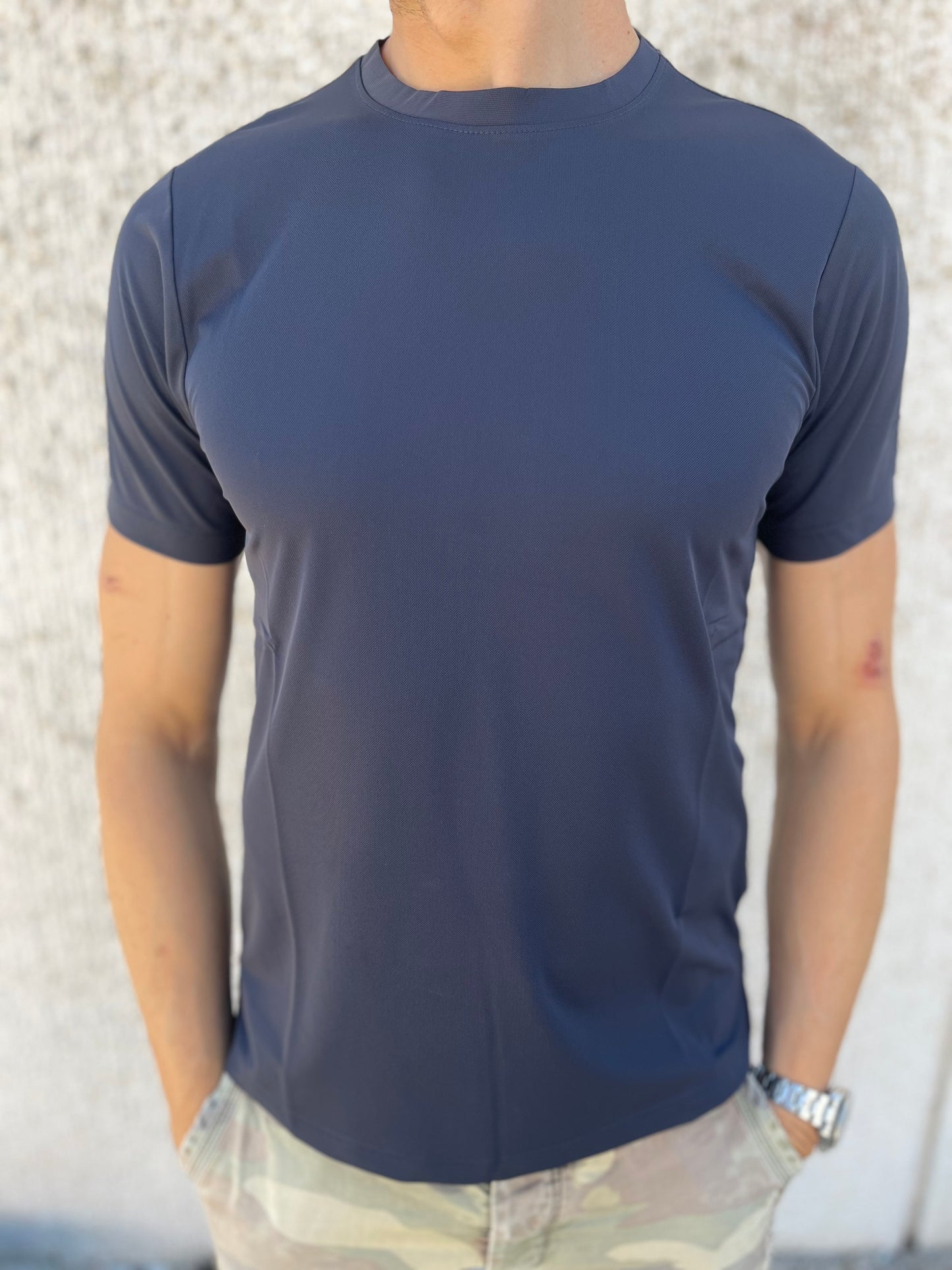 loft88 maglia manica corta in tessuto tecnico piquet BLU