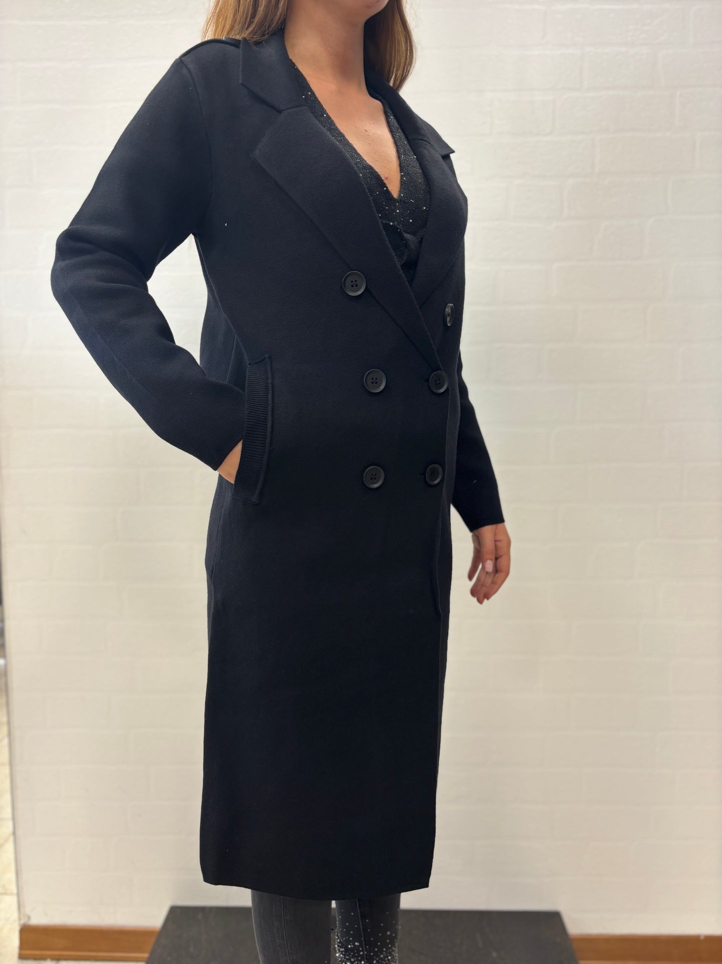Molly Bracken Cappotto lungo doppiopetto Viscosa NERO