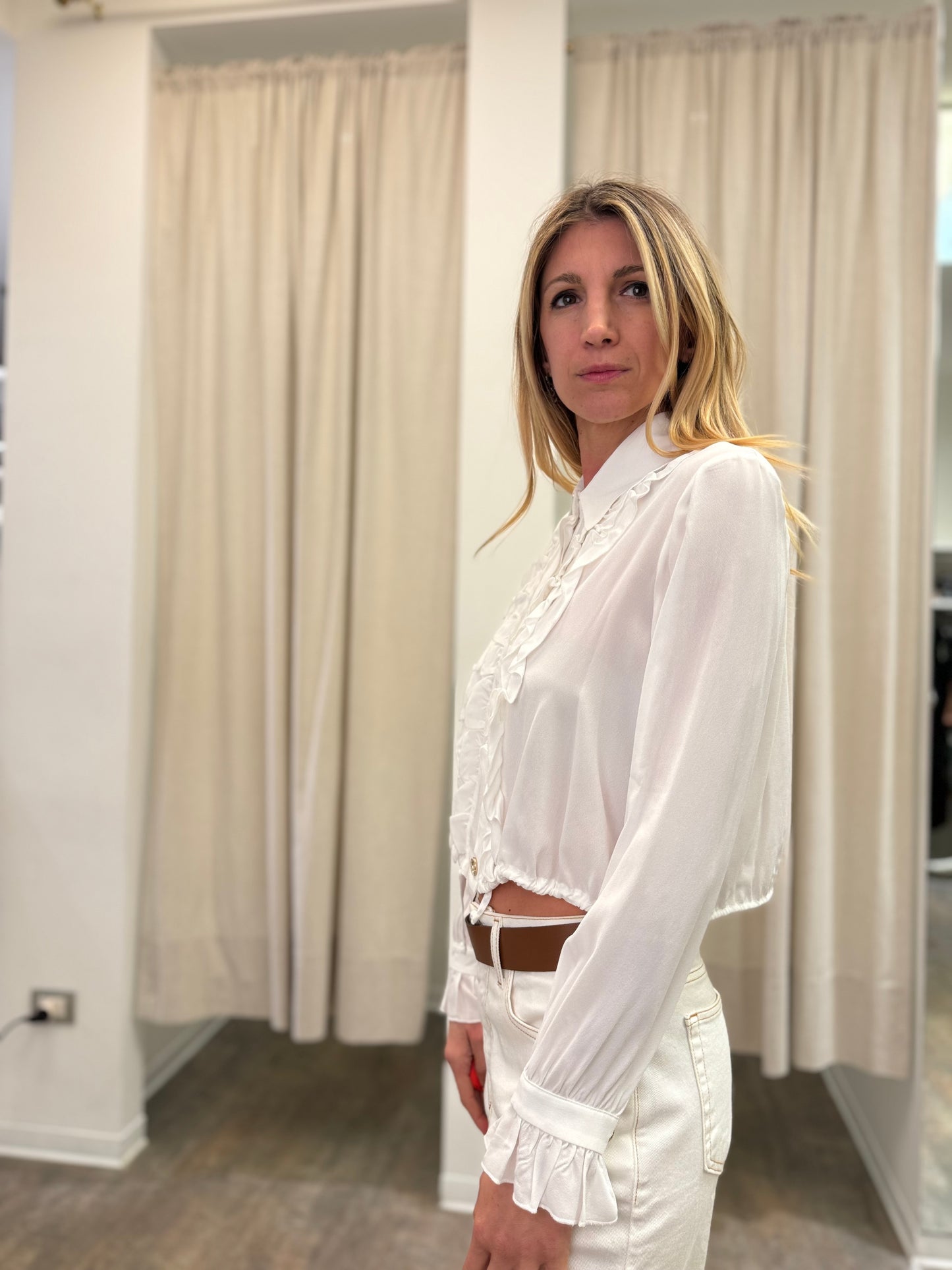 Relish camicia con rouches BIANCO