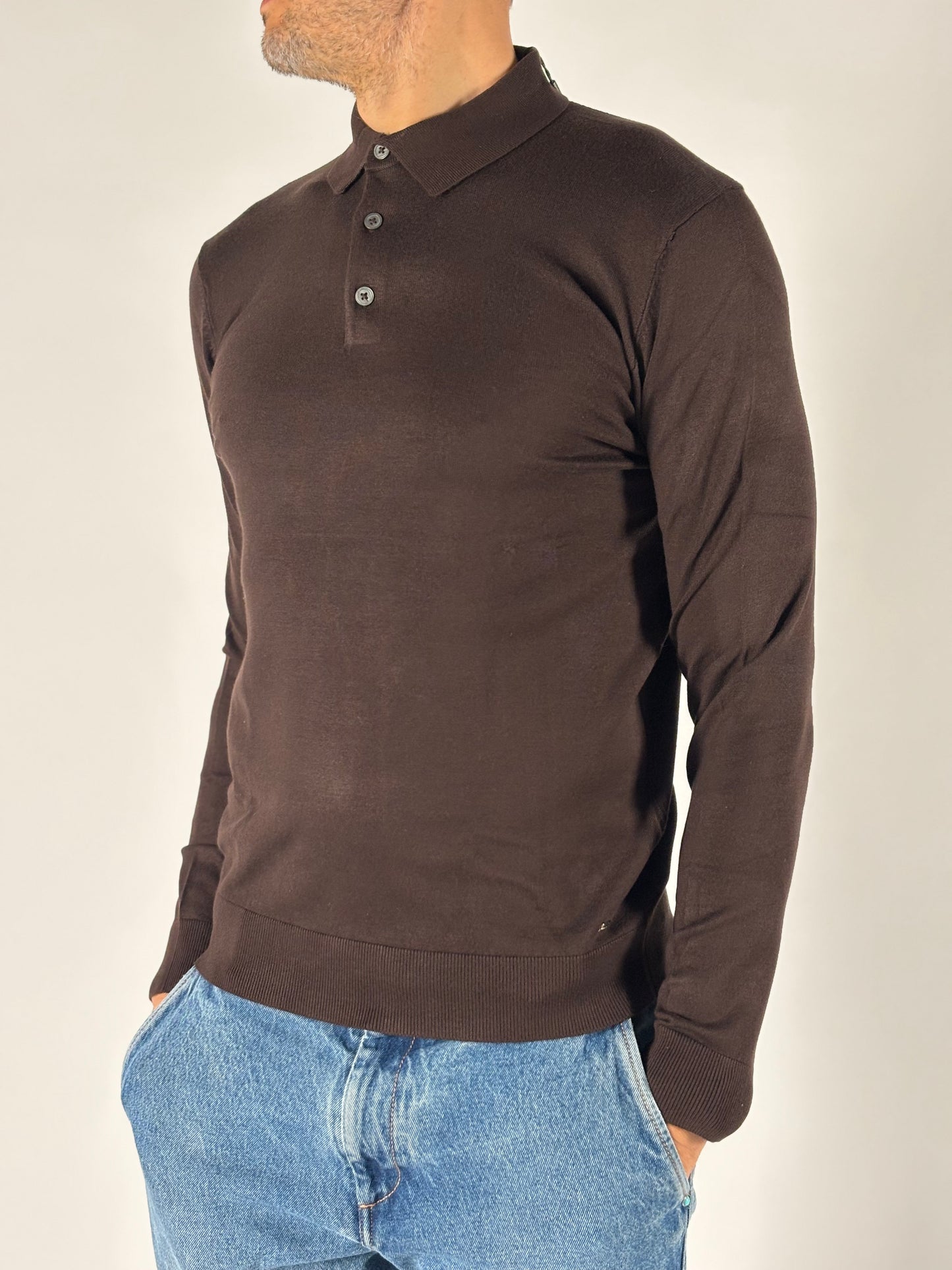 Markup Polo ml in viscosa MARRONE