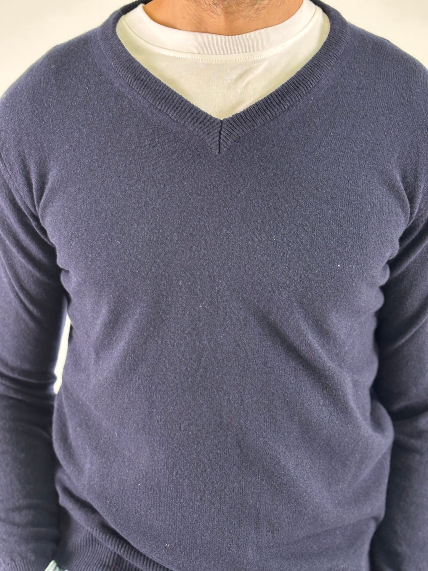 Retois Maglia ml V 100% lana BLU