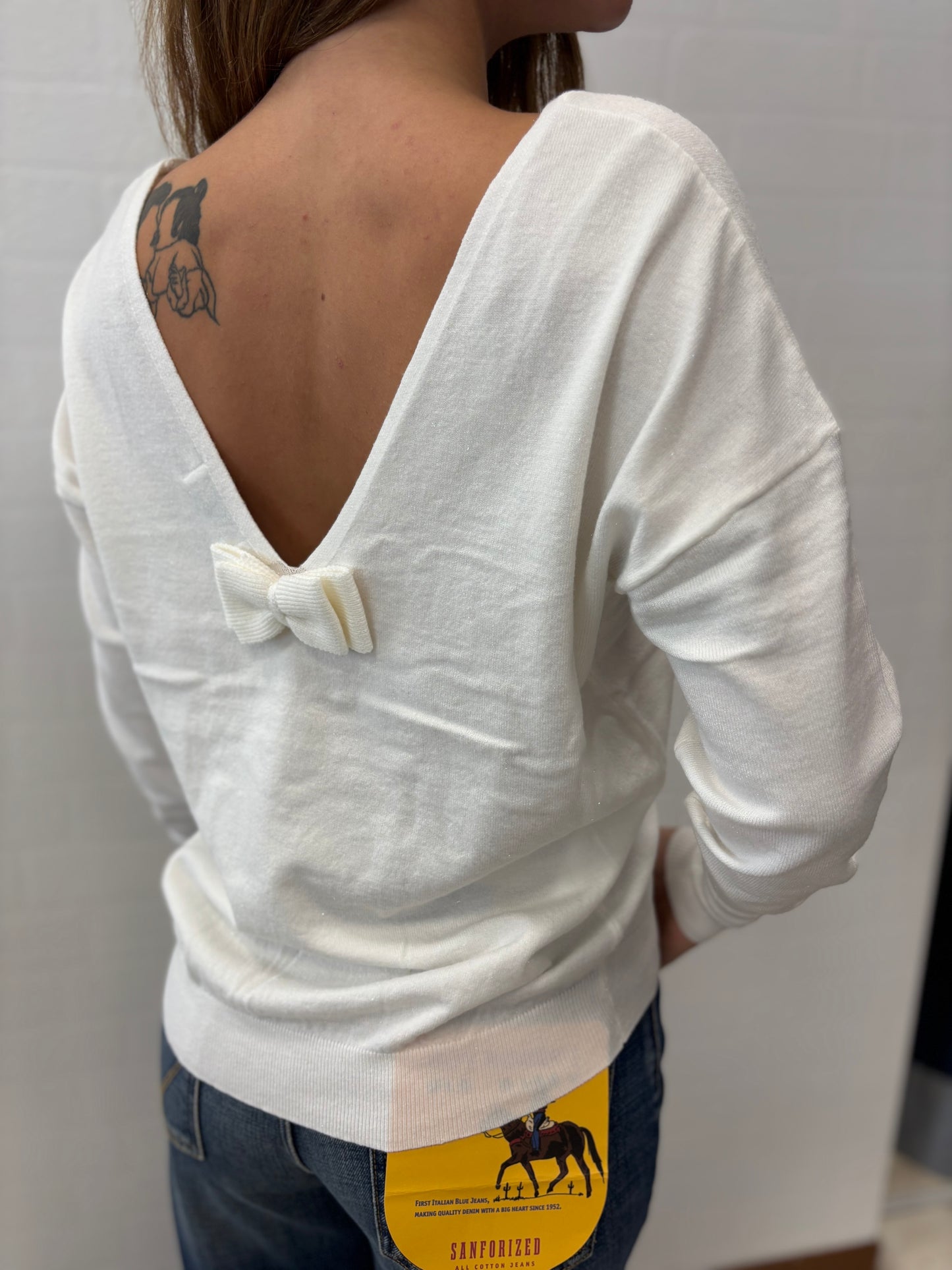 Molly Bracken Maglia ml collo V dietro PANNA