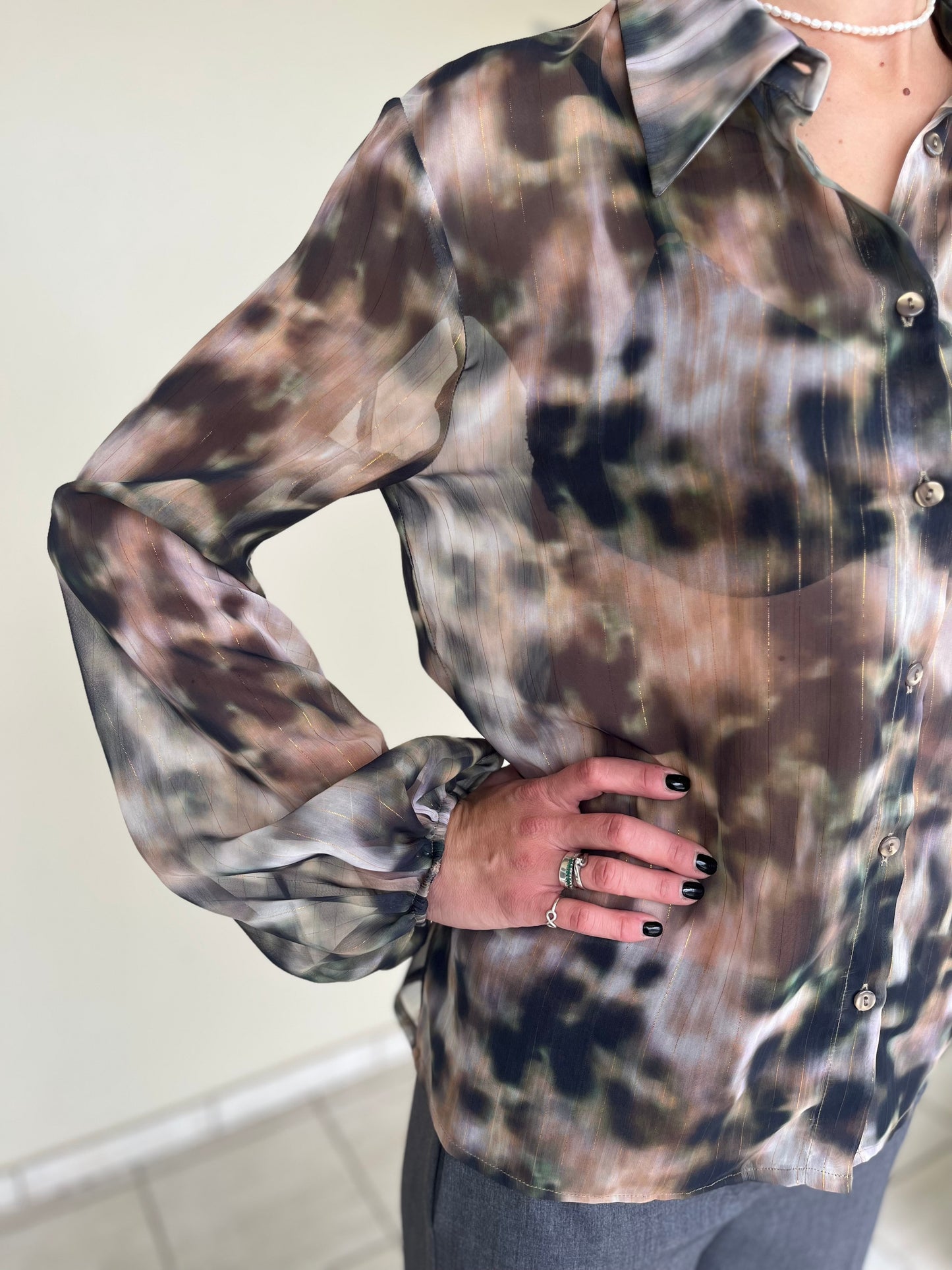 Relish Camicia con fantasia camouflage e lurex MULTICOLOR
