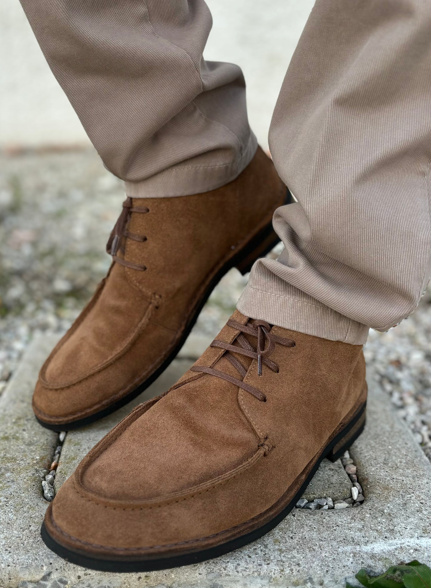 Kent Tronchetto basso in camoscio con lacci VISONE