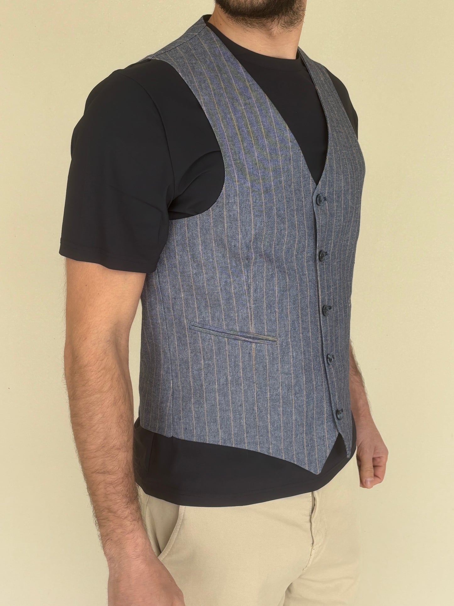 Le Braghe gilet RIGATO BLU