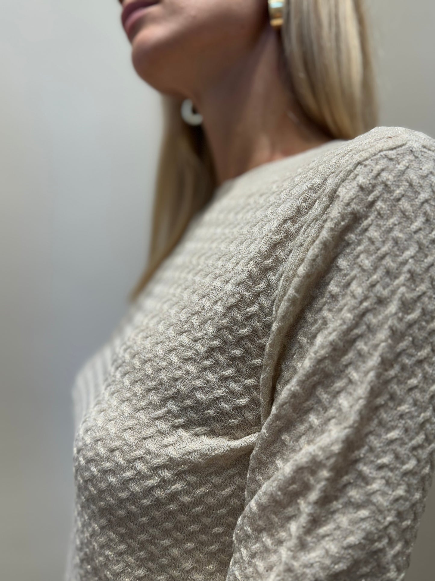 Kocca Maglia girocollo misto lana e lurex, lavorato ORO