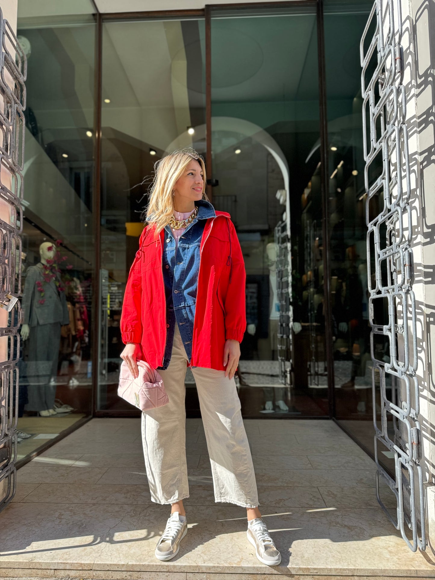 Merci Camicia smanicata over righe verticali ROSA