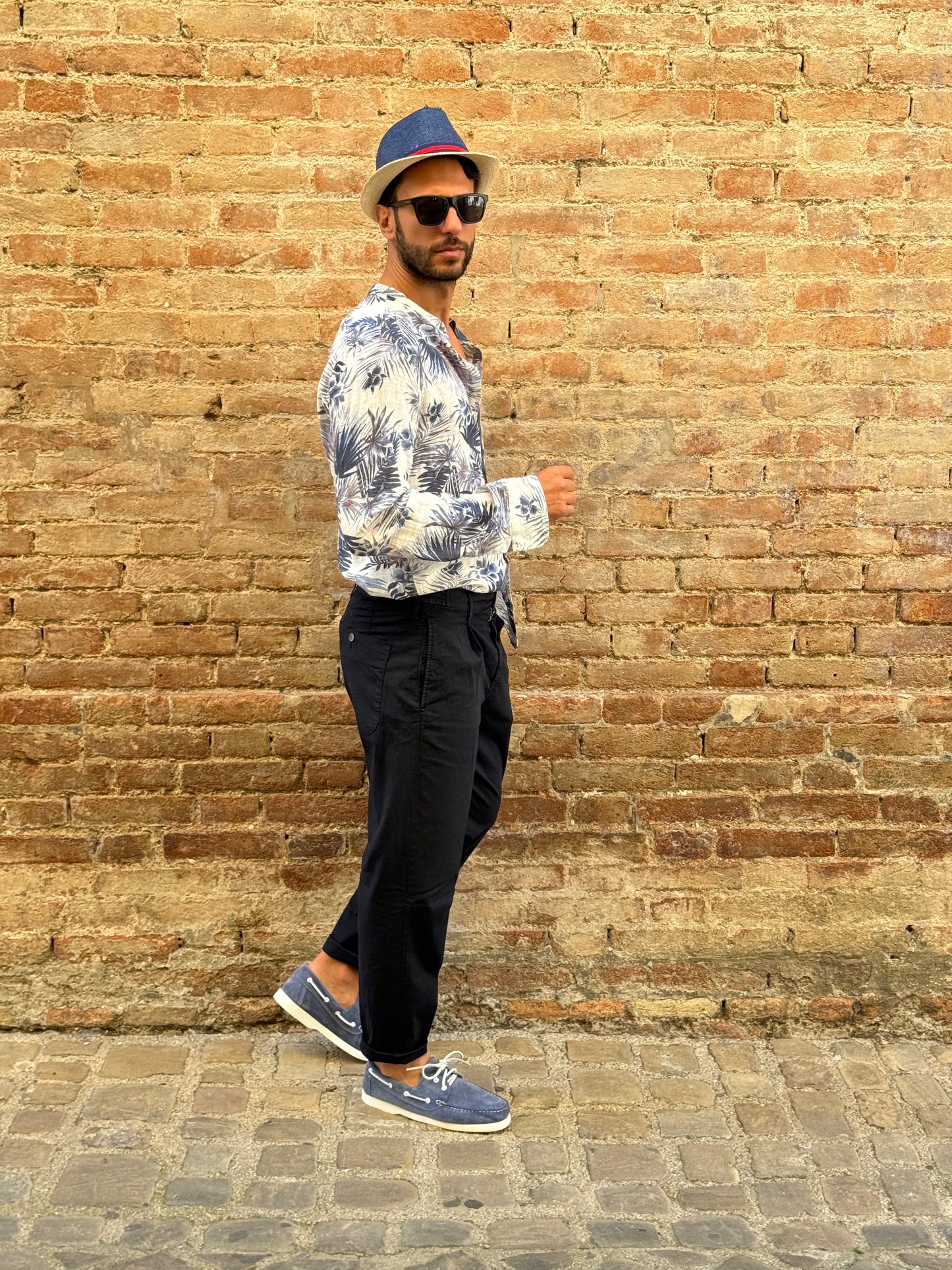 Mediterraneo pant pences lino tasca dietro BLU