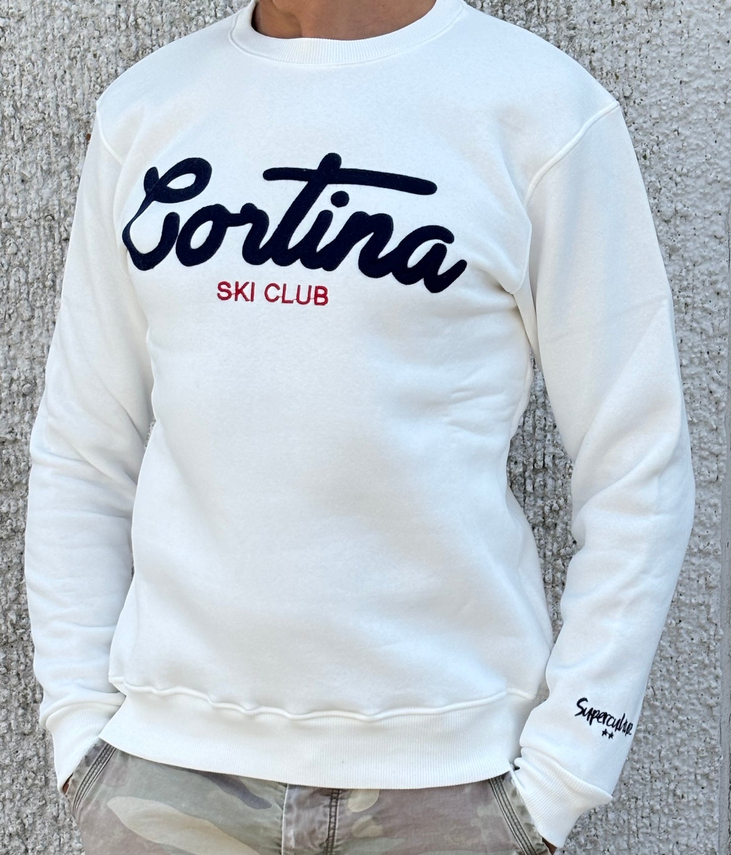 Superculture Felpa girocollo Cortina blu BIANCO