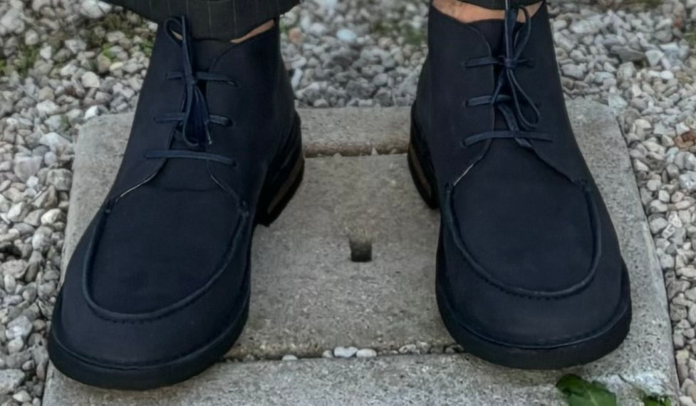 Kent Tronchetto basso in camoscio con lacci BLU