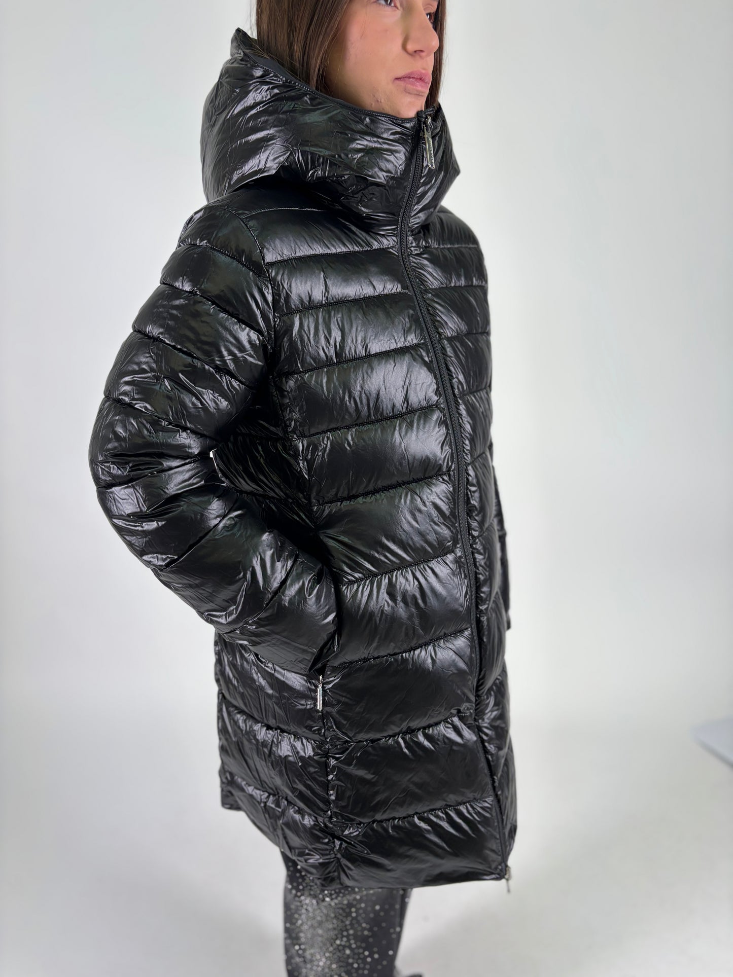 FREEDOMDAY piumino lungo double vera piuma NERO