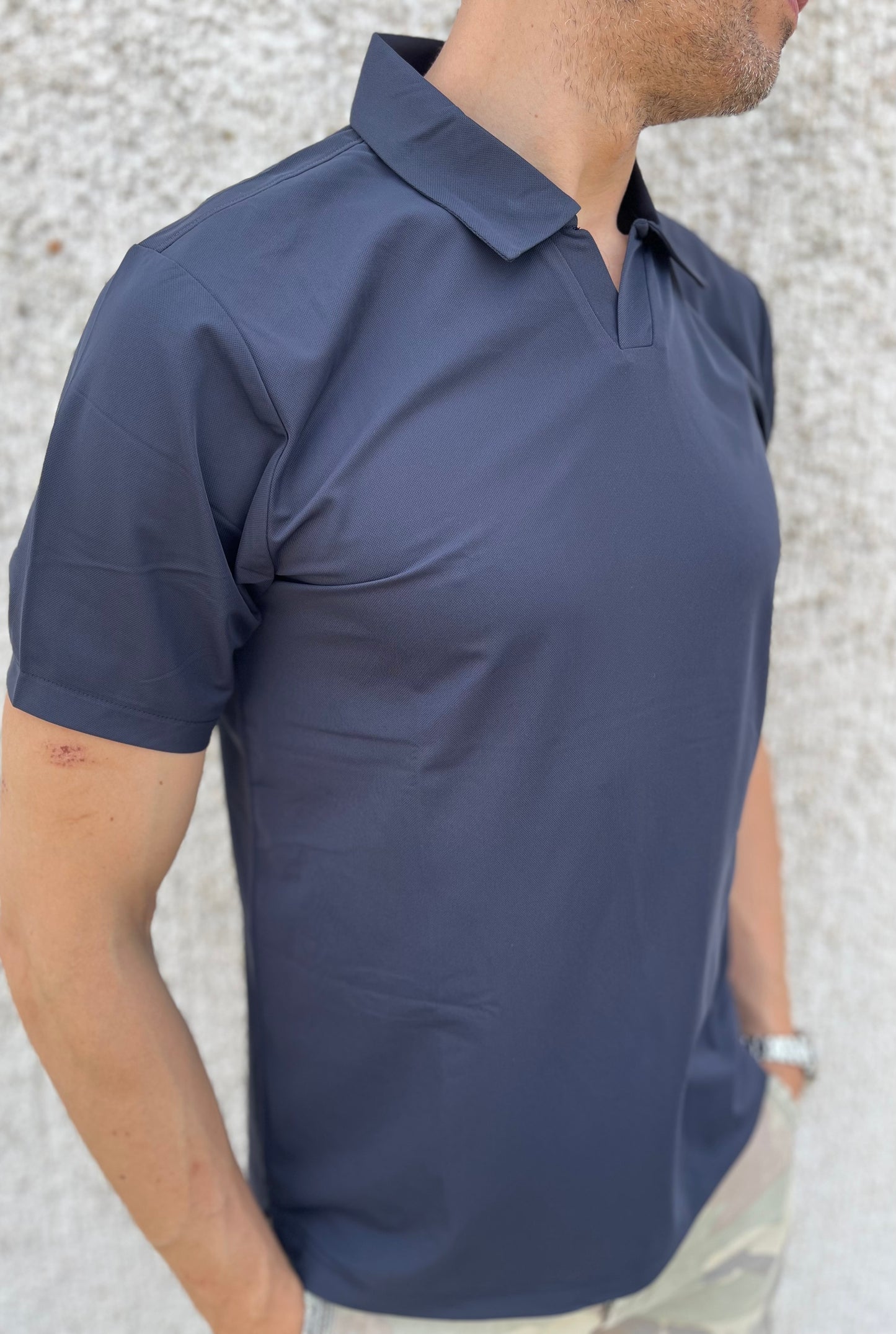 loft88 polo mezza manica tessuto tecnico piquet colo derby BLU