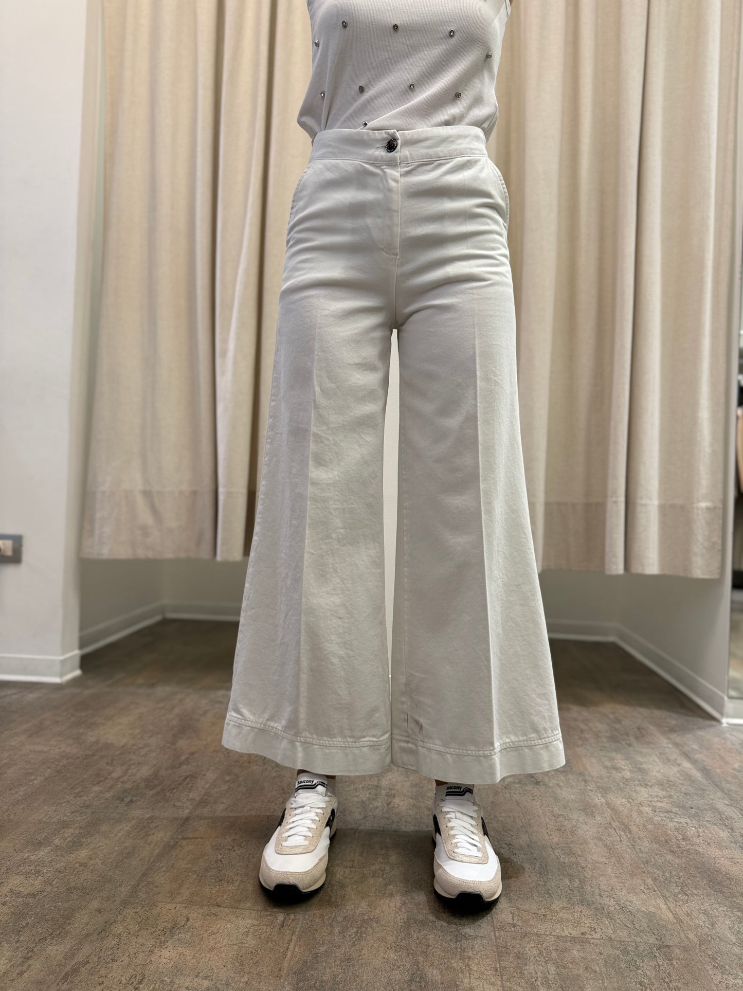 Eco Pantalone largo 100%cotone BIANCO