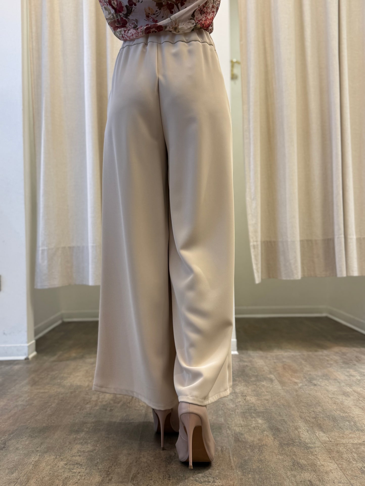 Susy Mix Pantalone palazzo con doppia pince BEIGE