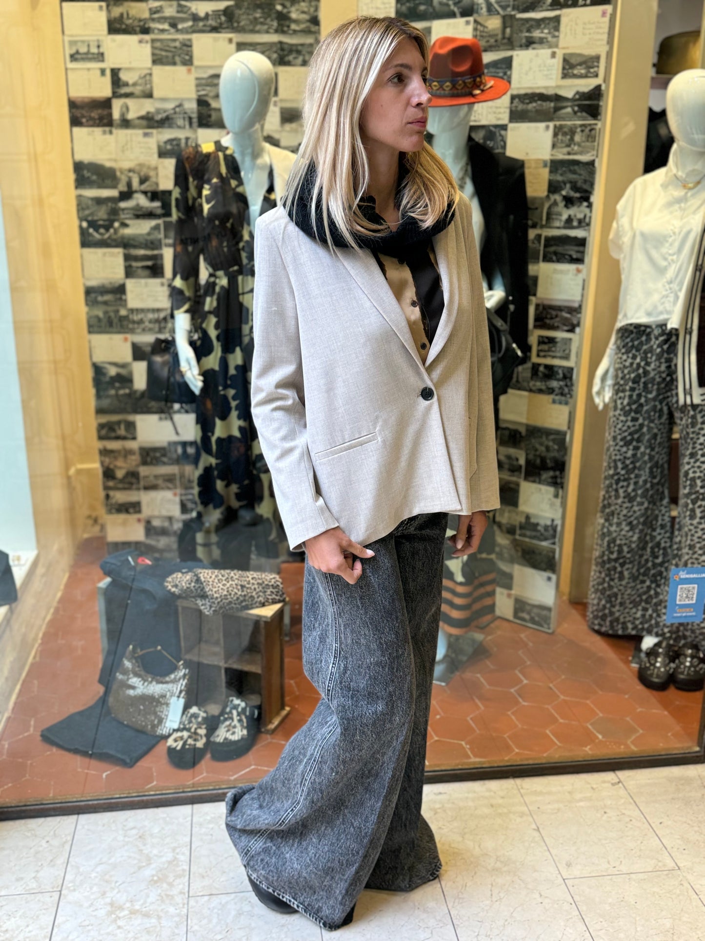 Dixie Giacca con spacchi laterali over, un bottone PANNA