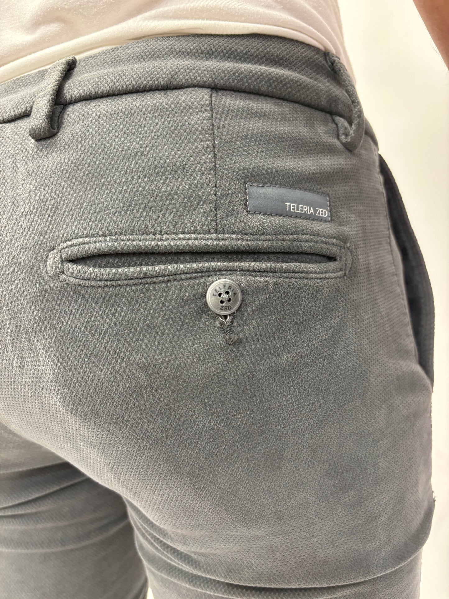 Teleria Zed Pantalone chino tessuto armaturato in fustagno ANTRACITE