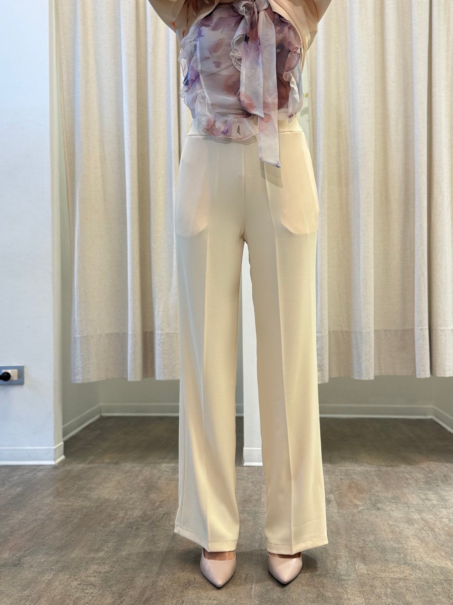 Susy Mix Pantalone tessuto scivolato largo GIALLO