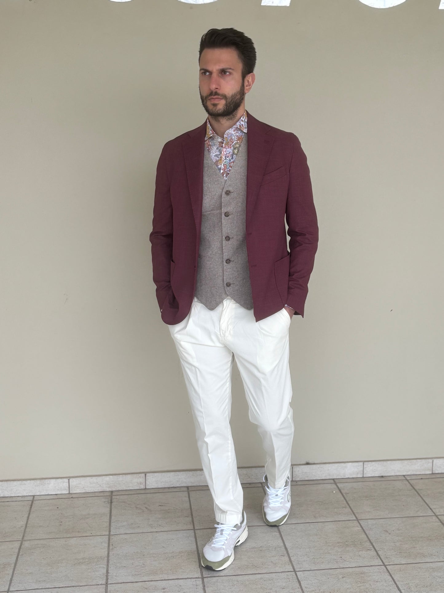 LOFT88 giacca effetto lino BORDEAUX