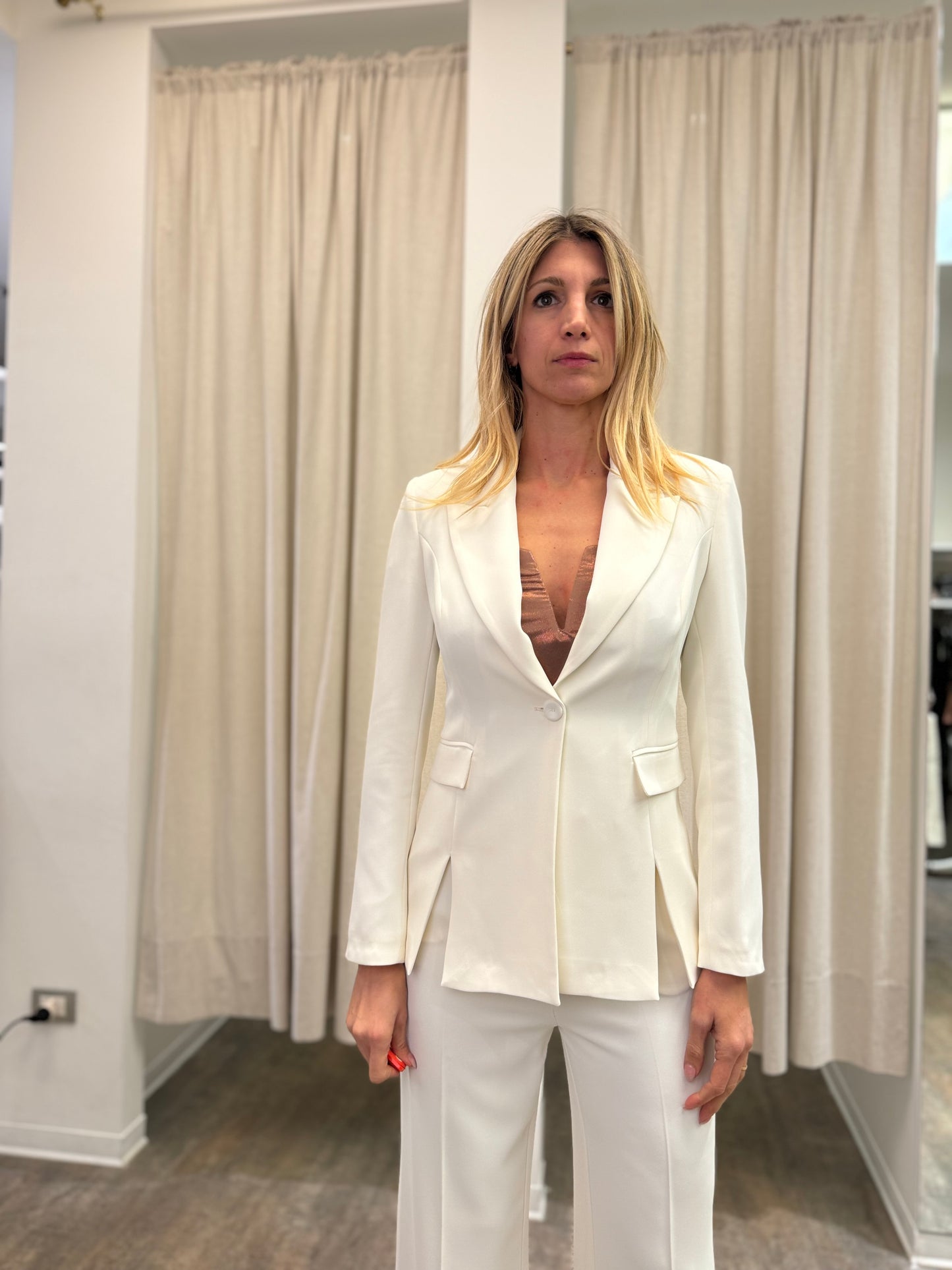 Eco giacca giacca con spacchetti BIANCO