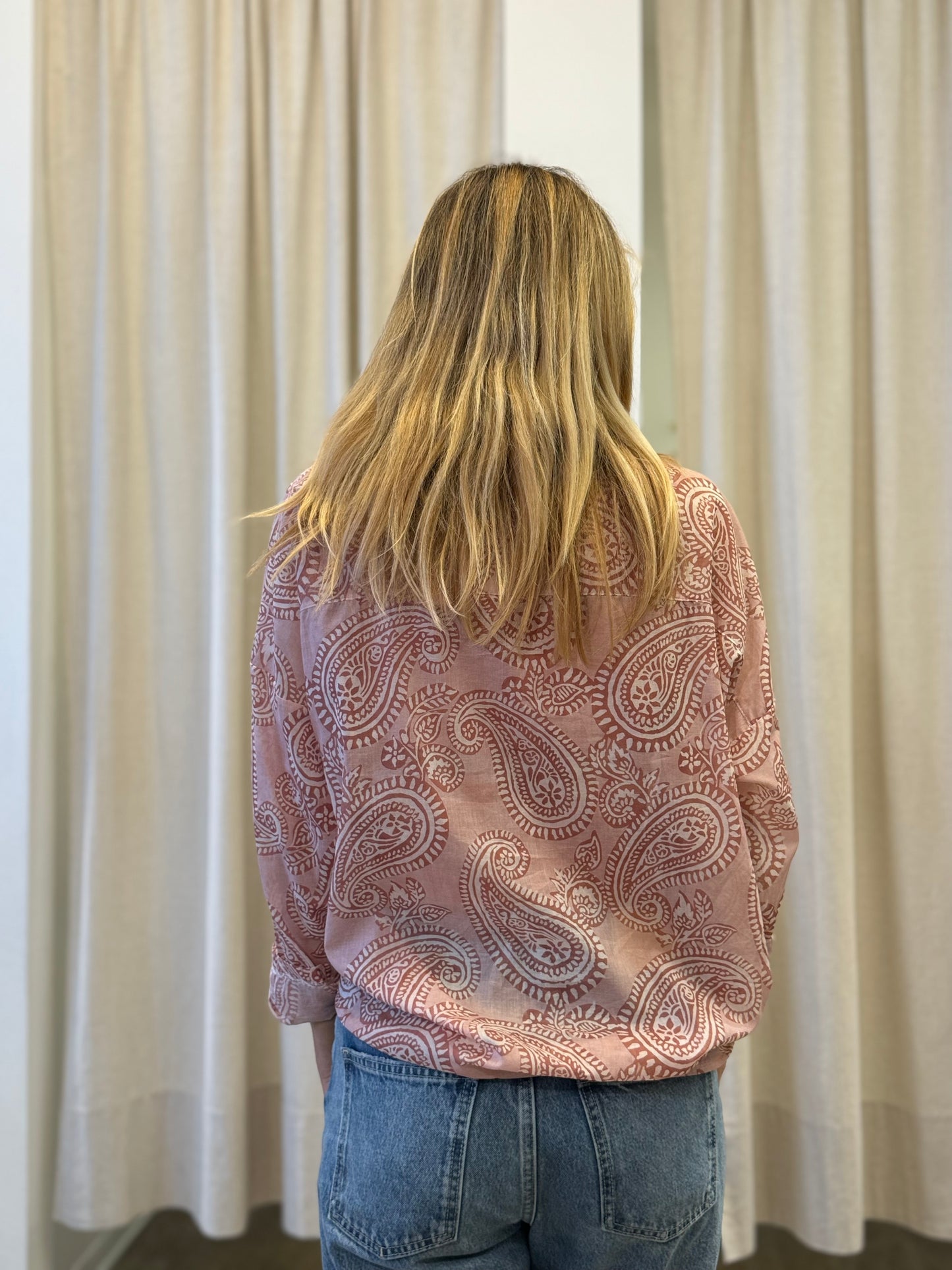 Susy Mix Camicia fantasia foglie ROSA