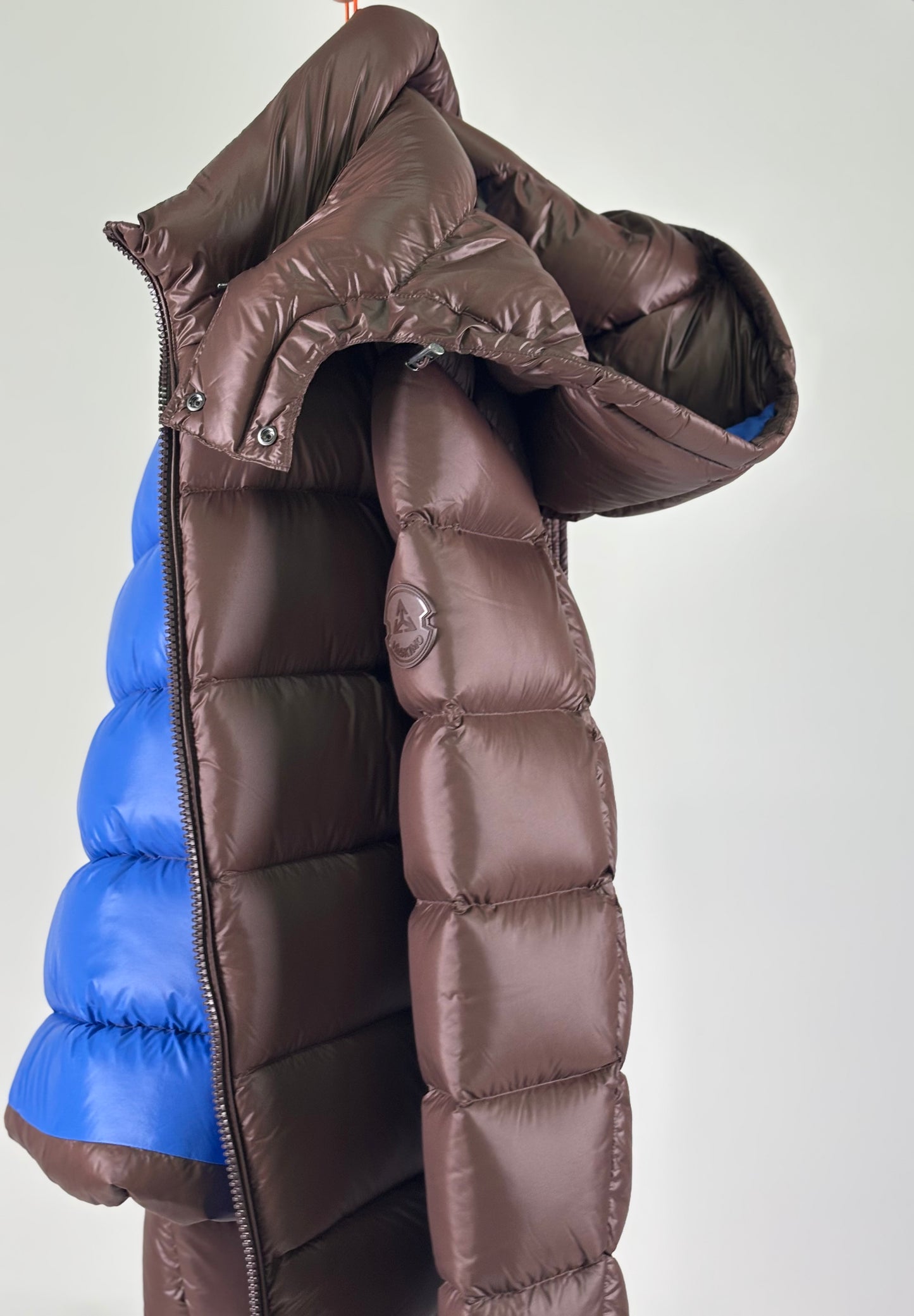 Heskimo piumino corto con cappuccio vera piuma d'oca MARRONE