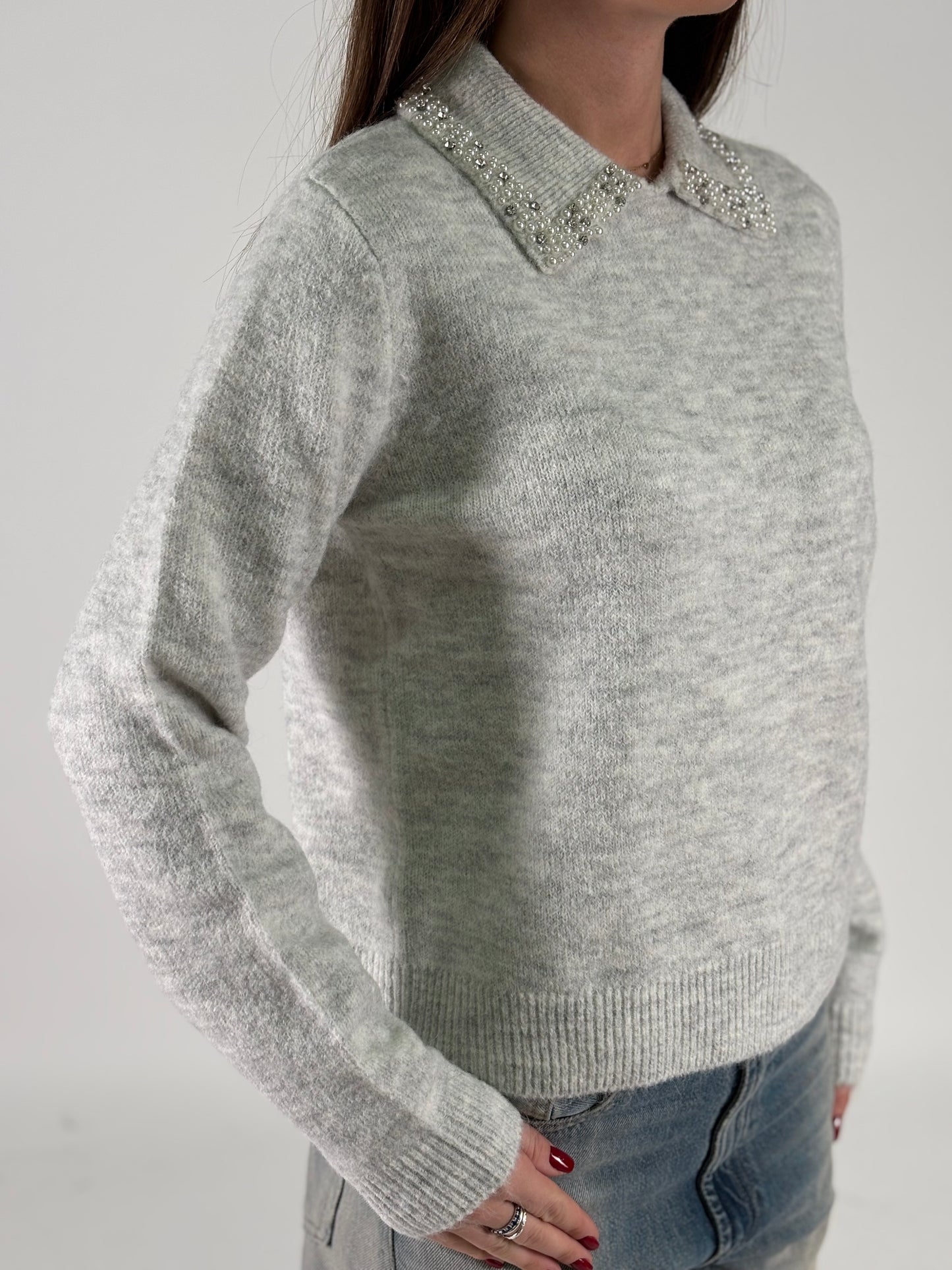 Kocca Maglia colletto gioiello GRIGIO