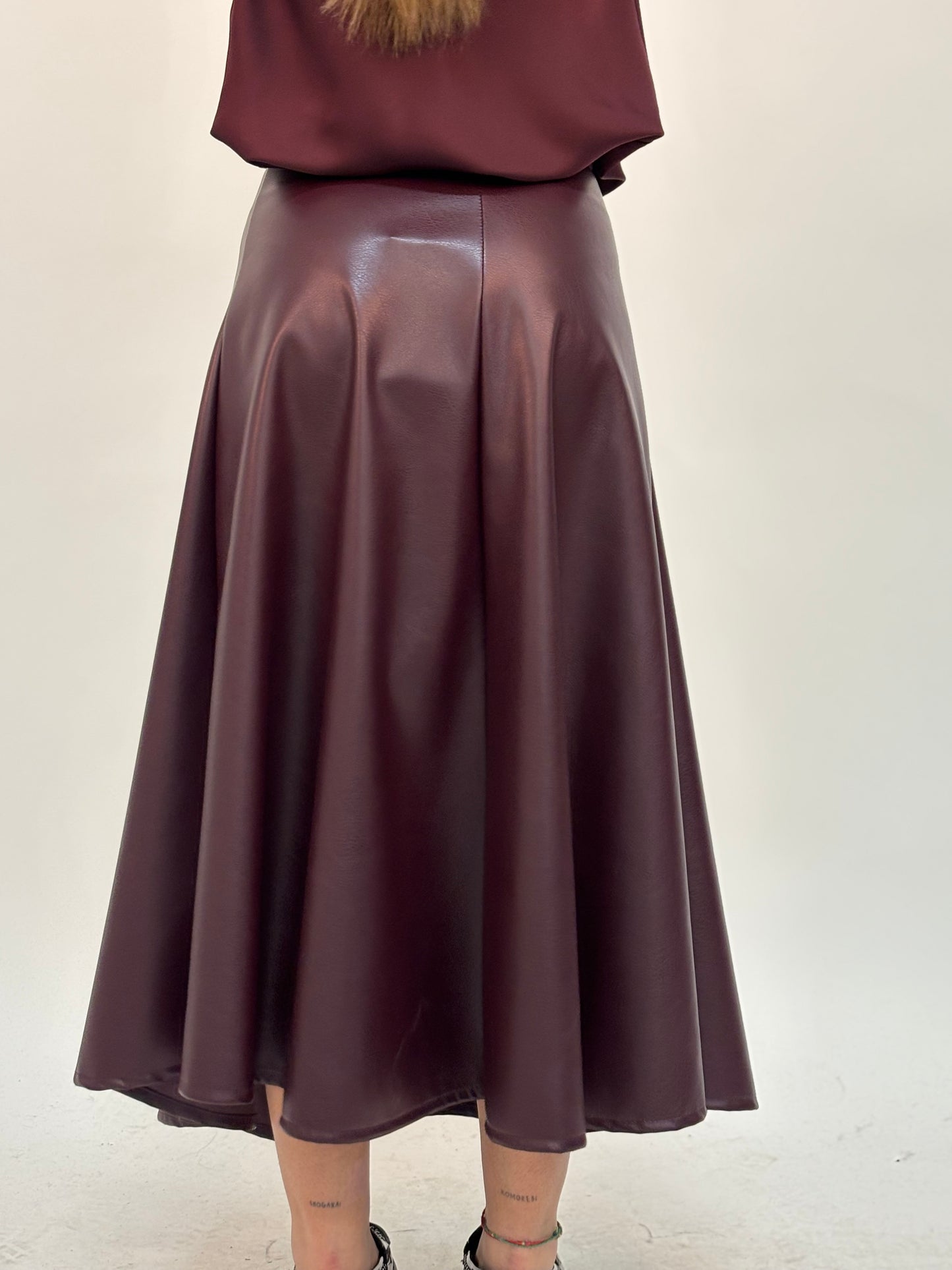 Haveone Gonna midi simil pelle BORDEAUX