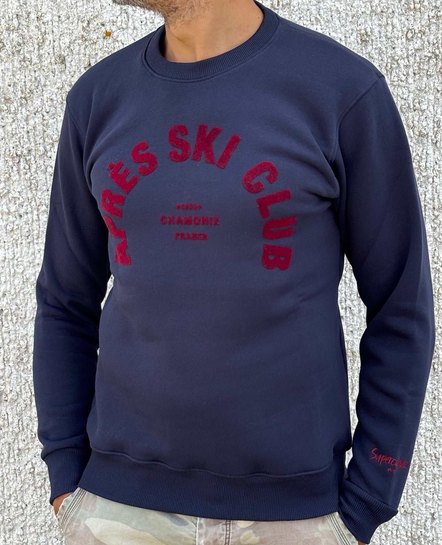 Superculture Felpa Girocollo scritte velluto BLU