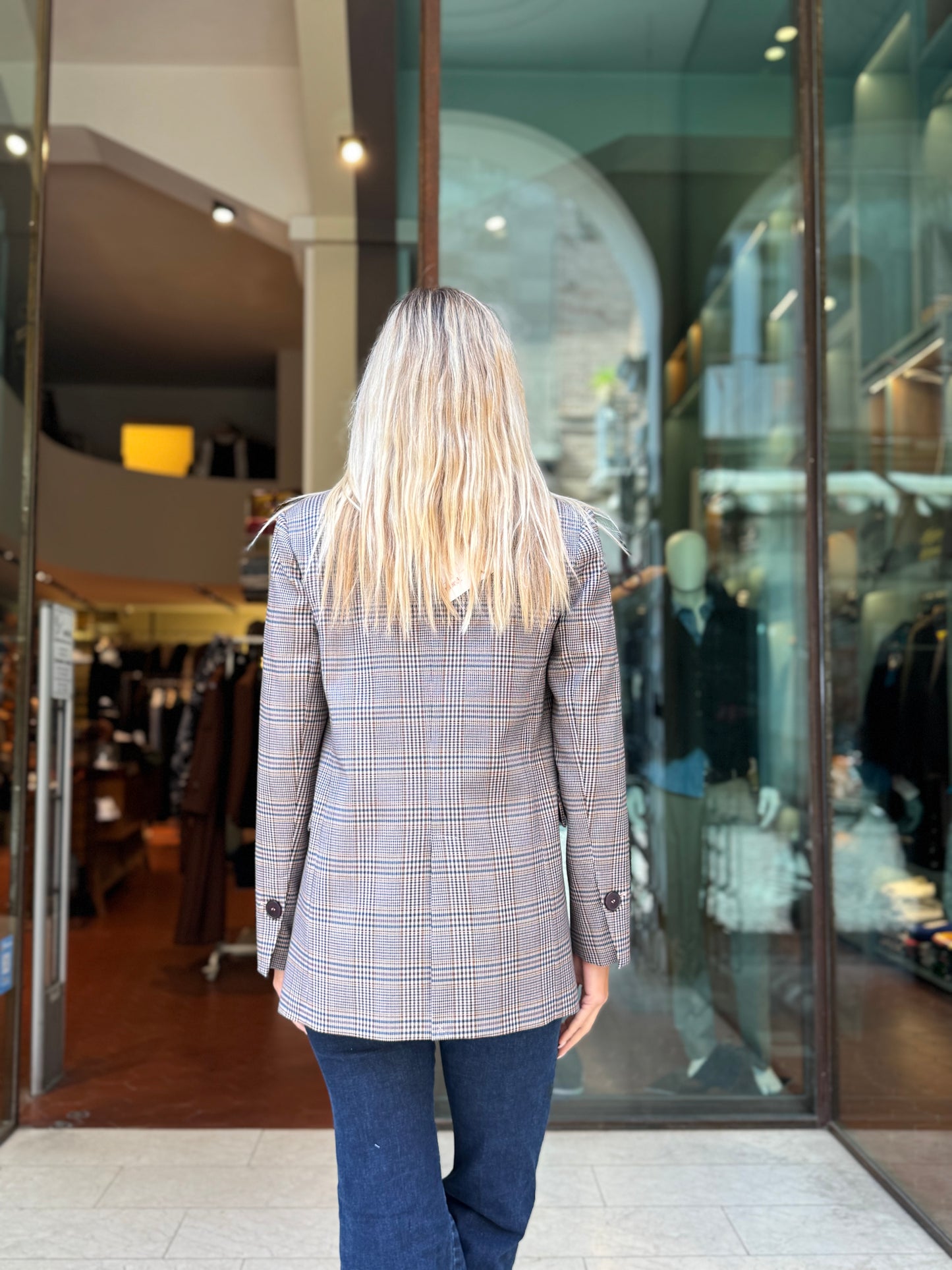 Mercì Giacca lunga ad un bottone SCACCHI