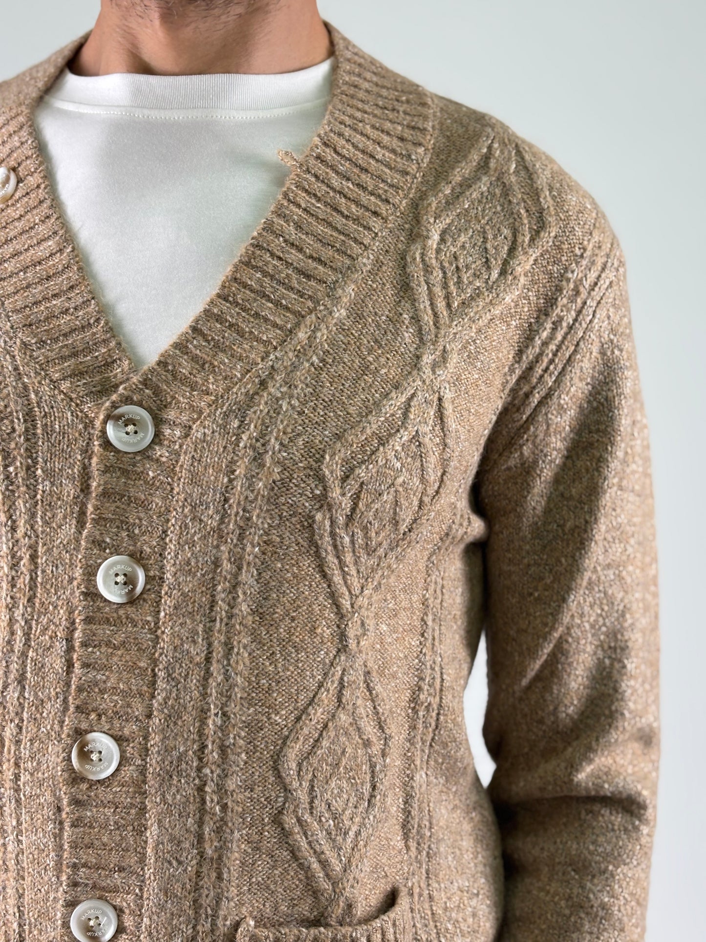 Markup Cardigan con trecce malfilè melange BEIGE