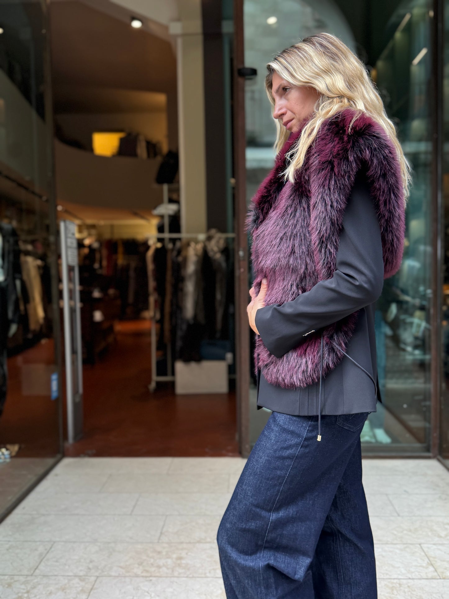 Patrizia Pepe Gilet pelliccia sintetica BORDEAUX