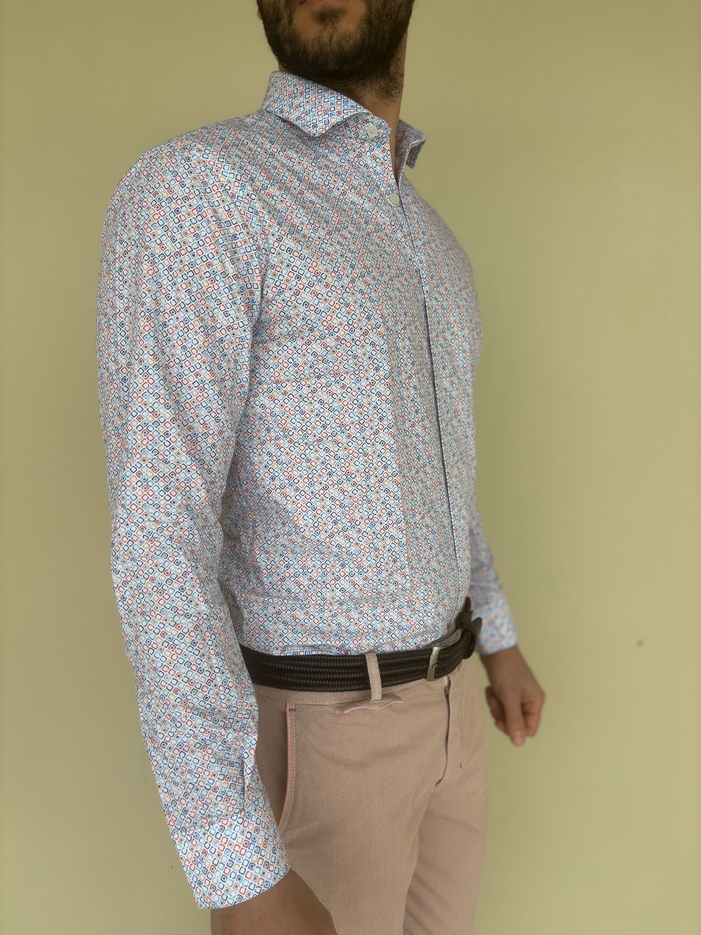 Alessandro Lamura Camicia fantasia rombi piccoli MULTICOLOR