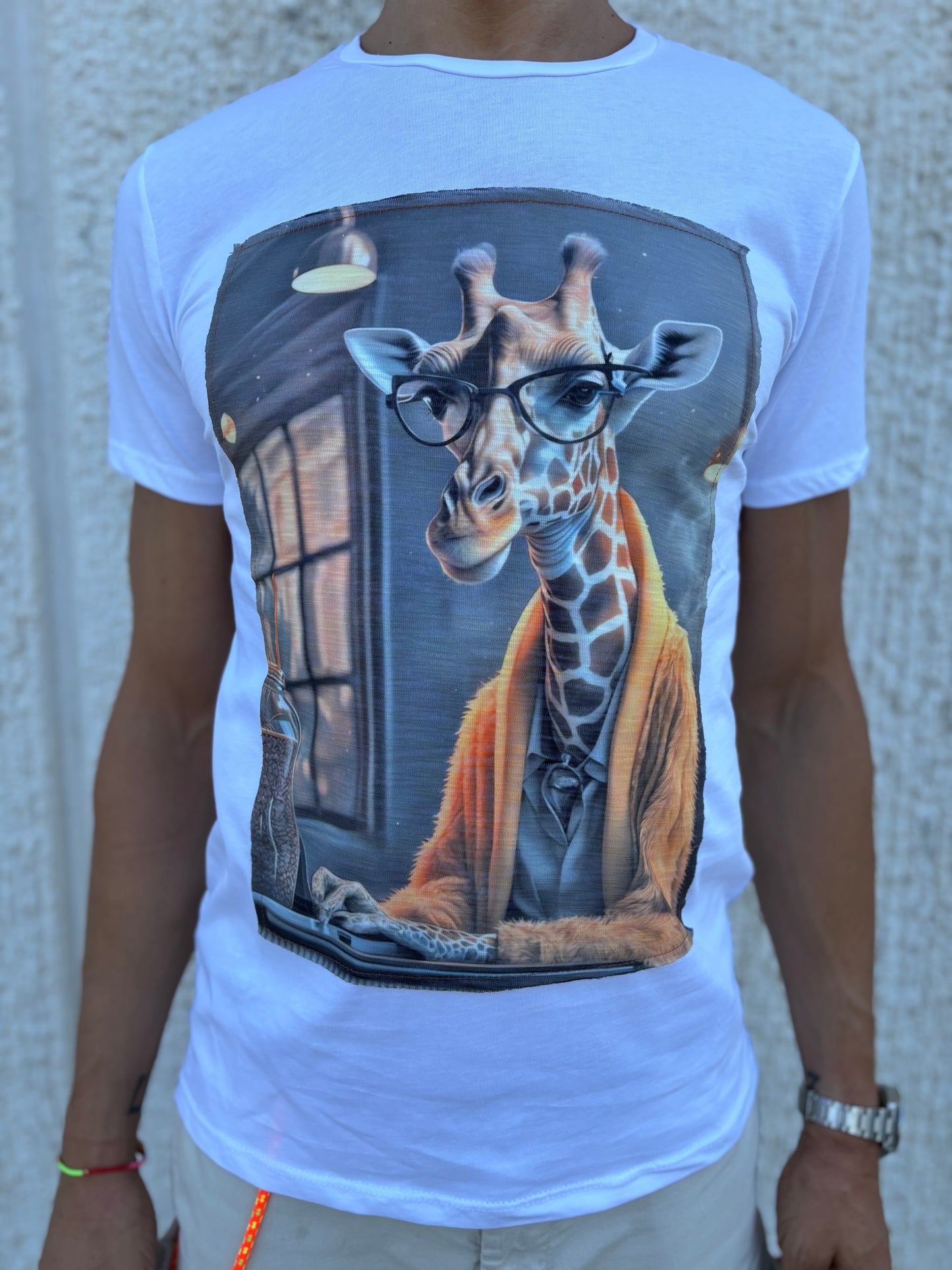 Trepuntonove t-shirt giraffa cardigan BIANCO