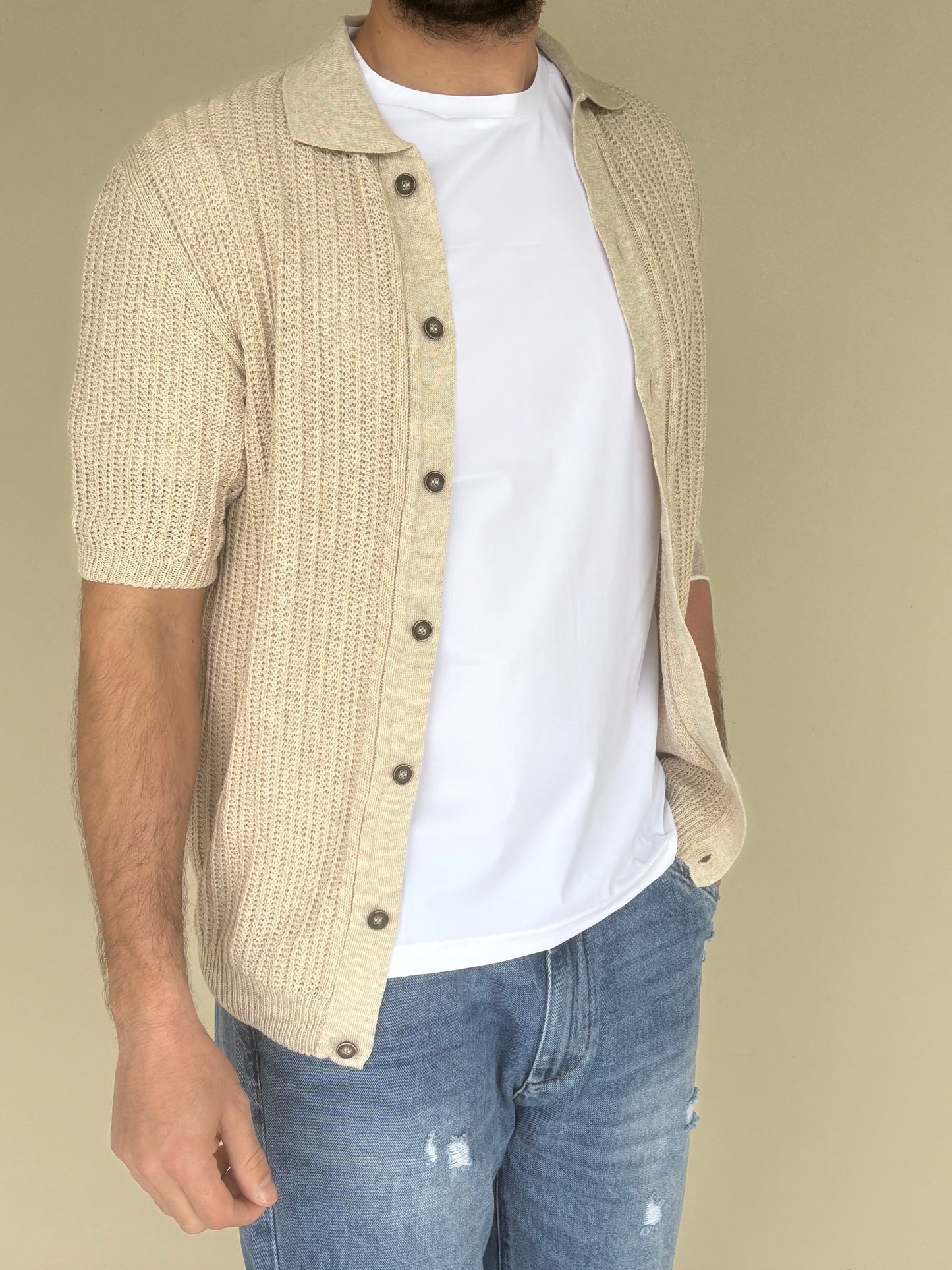 BL11 Maglia cardigan m/c BEIGE