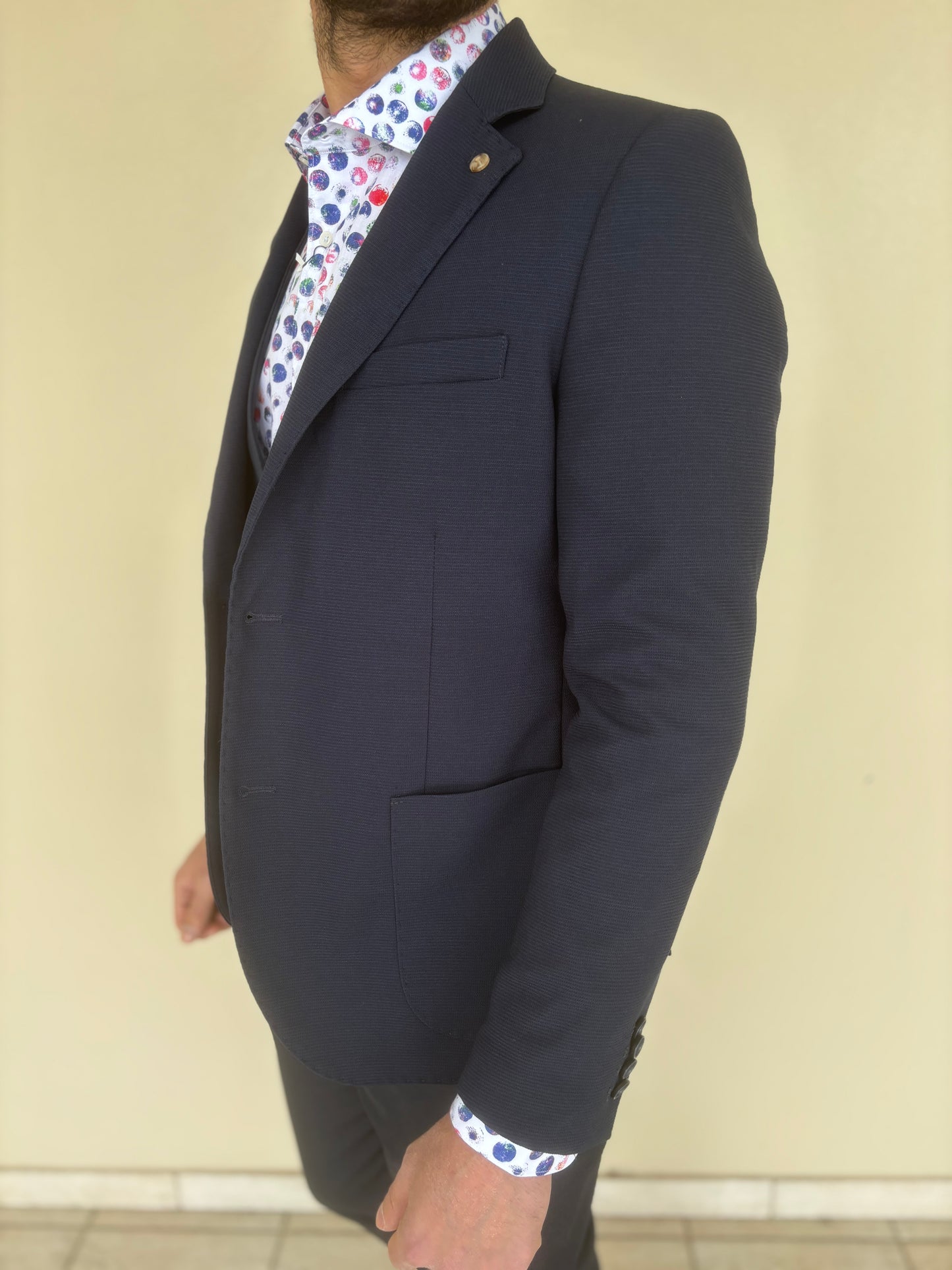 Le braghe giacca jersey microperato BLU