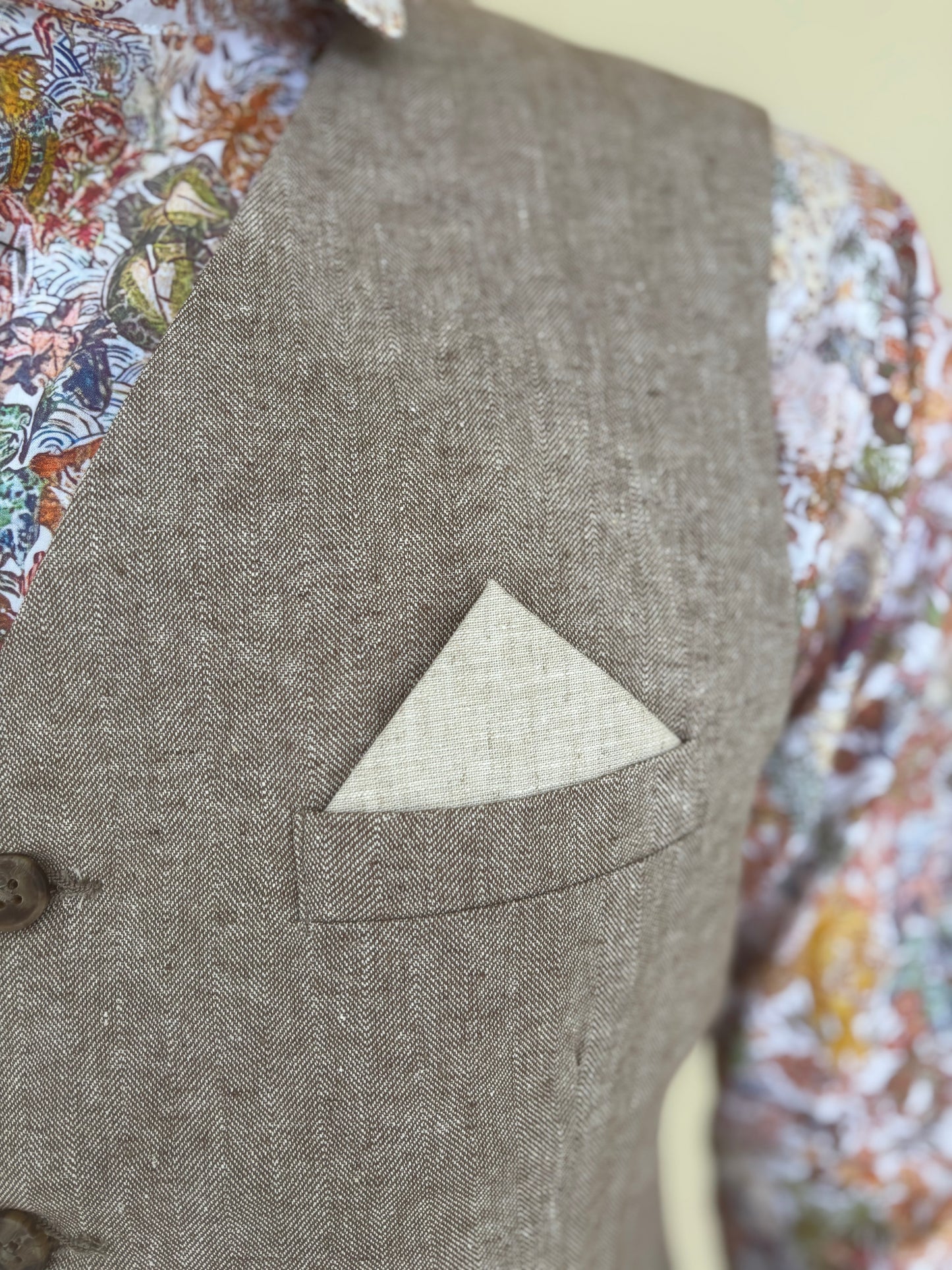 Philotinto gilet cotone-lino con taschino BEIGE