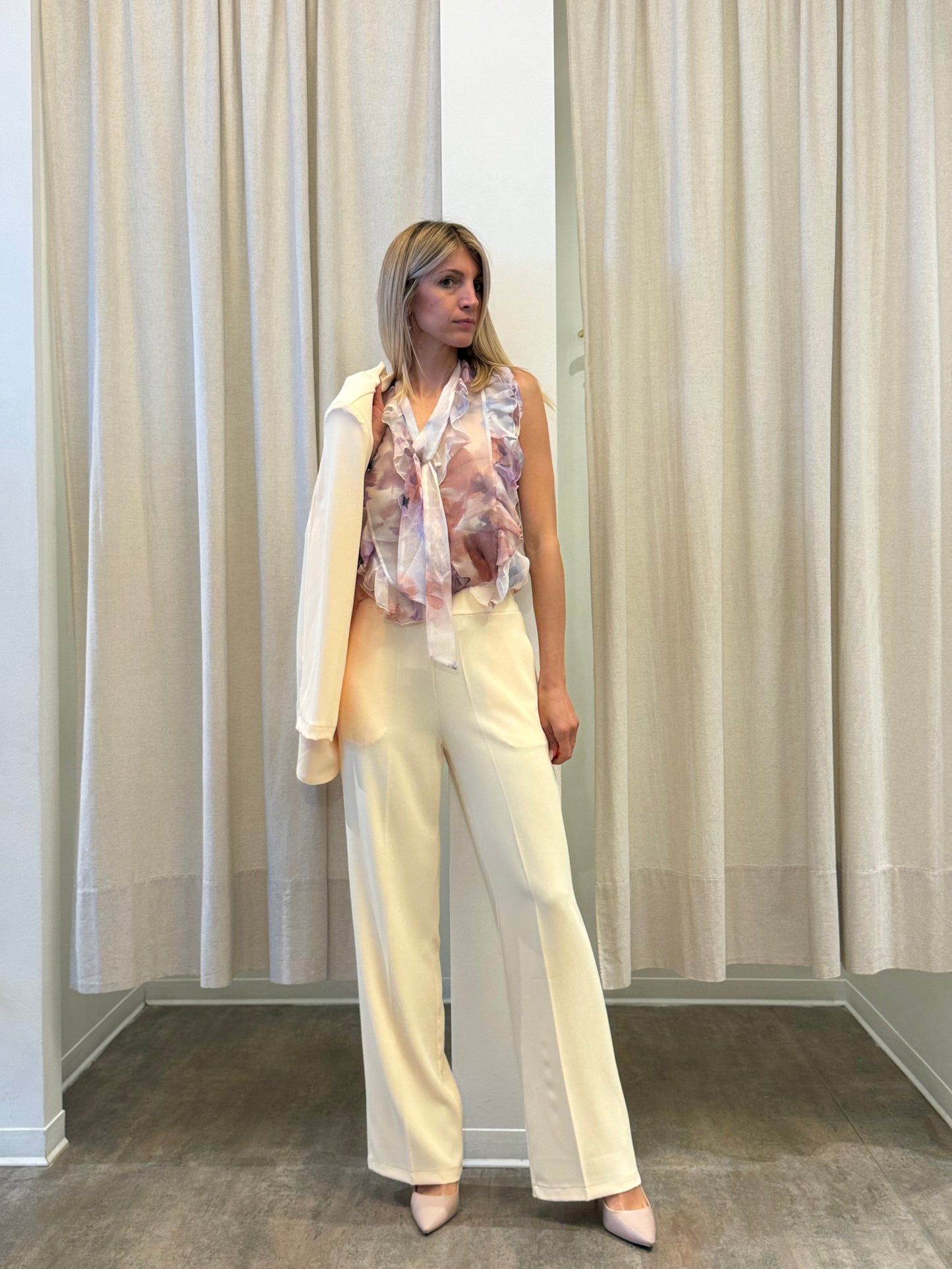 Susy Mix Pantalone tessuto scivolato largo GIALLO