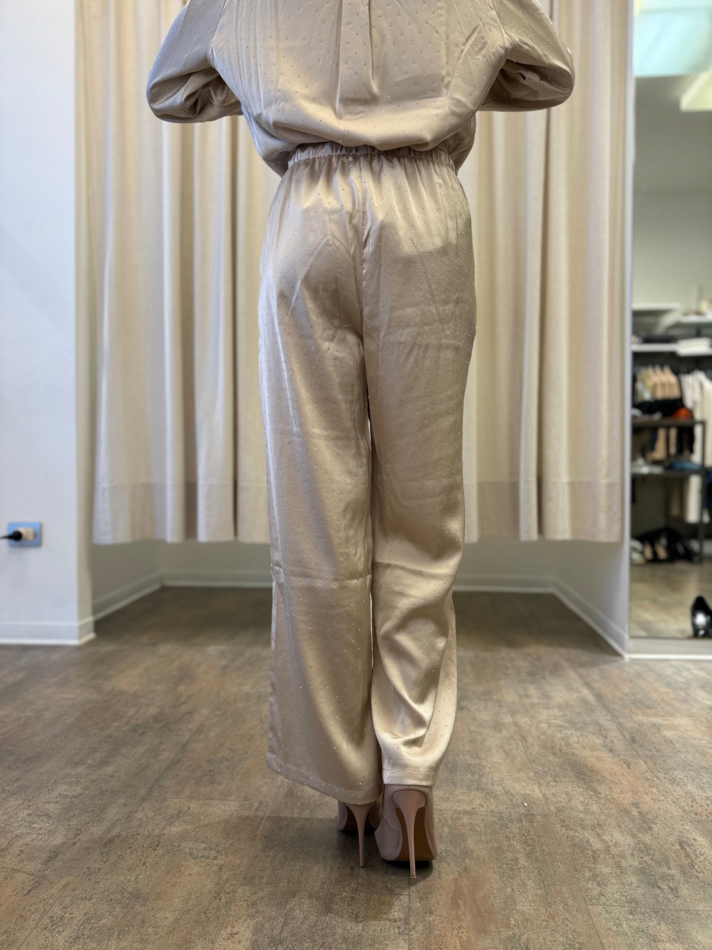 Molly Bracken Pantalone largo appl.strass BEIGE