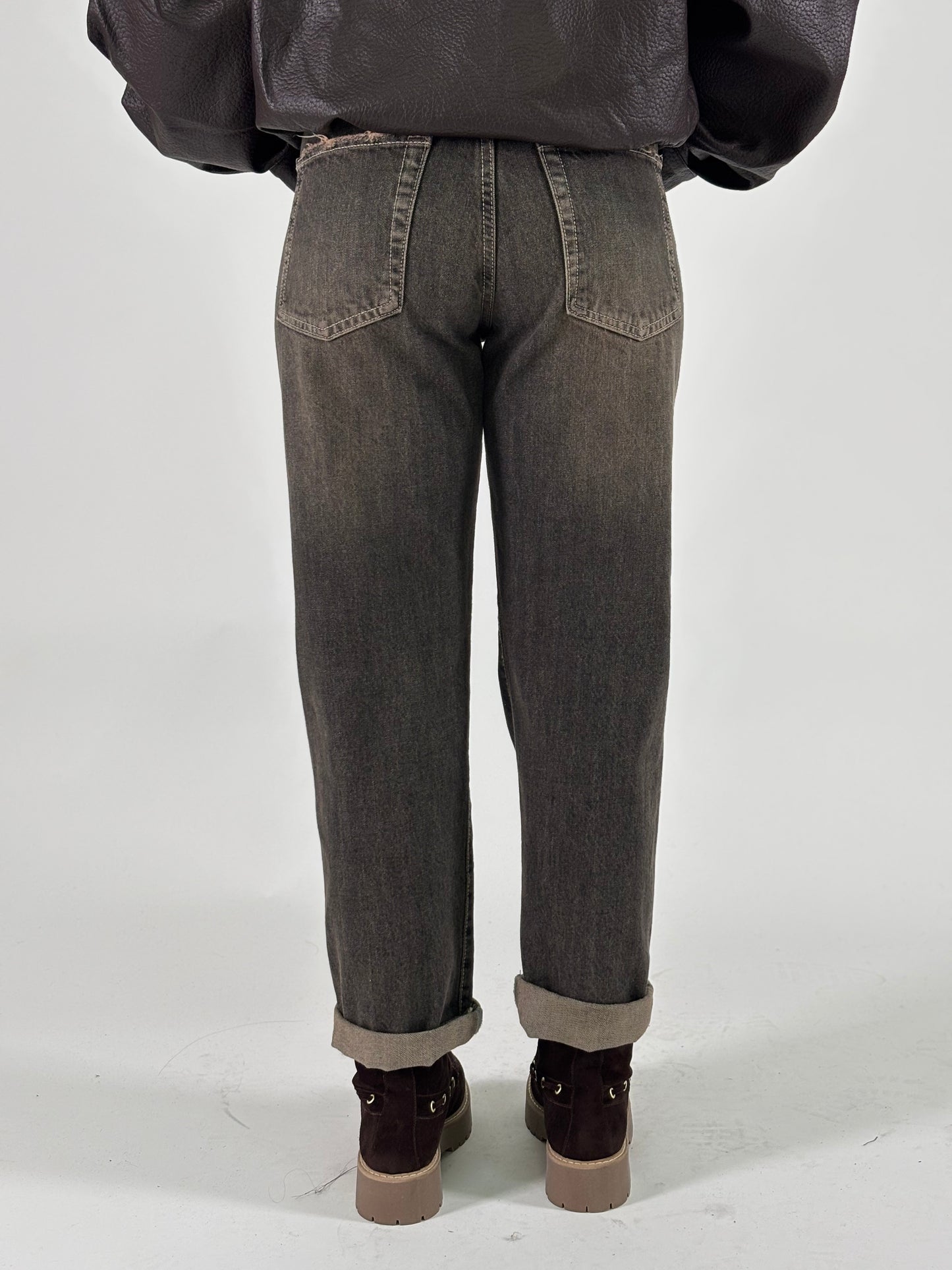 Eco Jeans orlo e tasche effetto used NERO