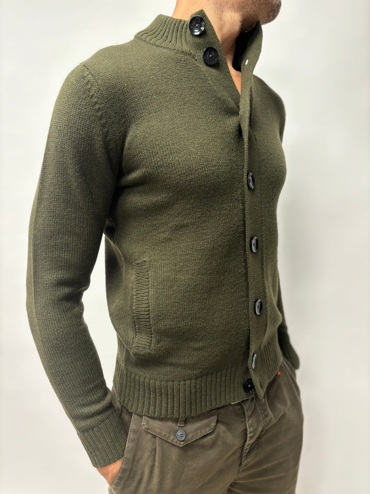 Markup Cardigan misto lana con bottoni MILITARE