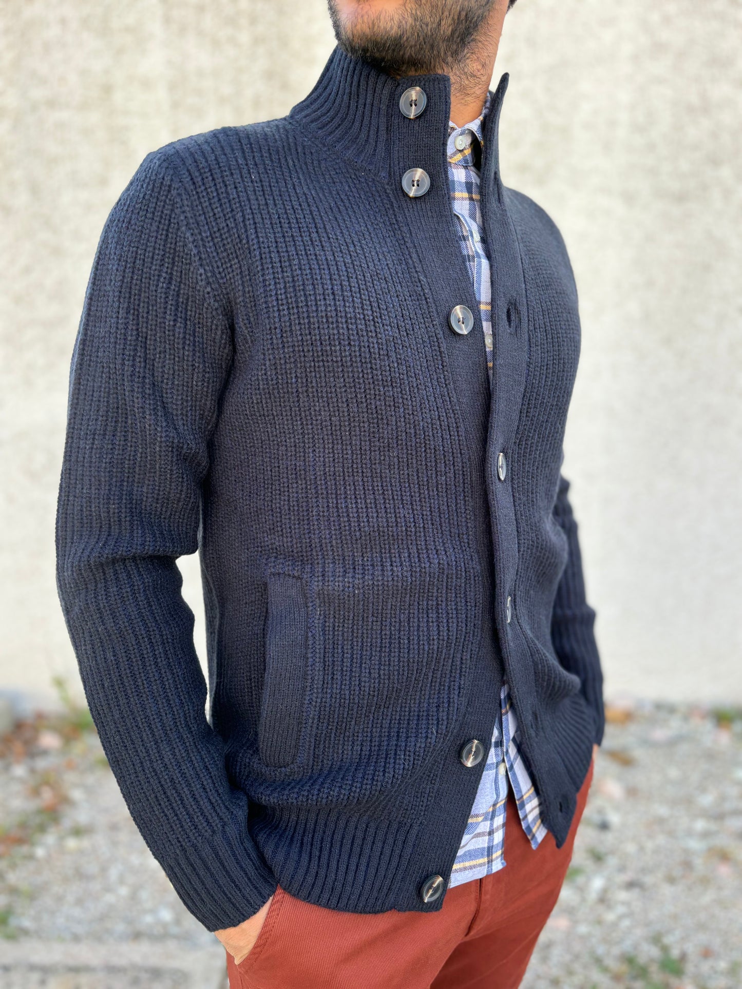 Loft88 Giaccamaglia con bottoni senza tasche BLU