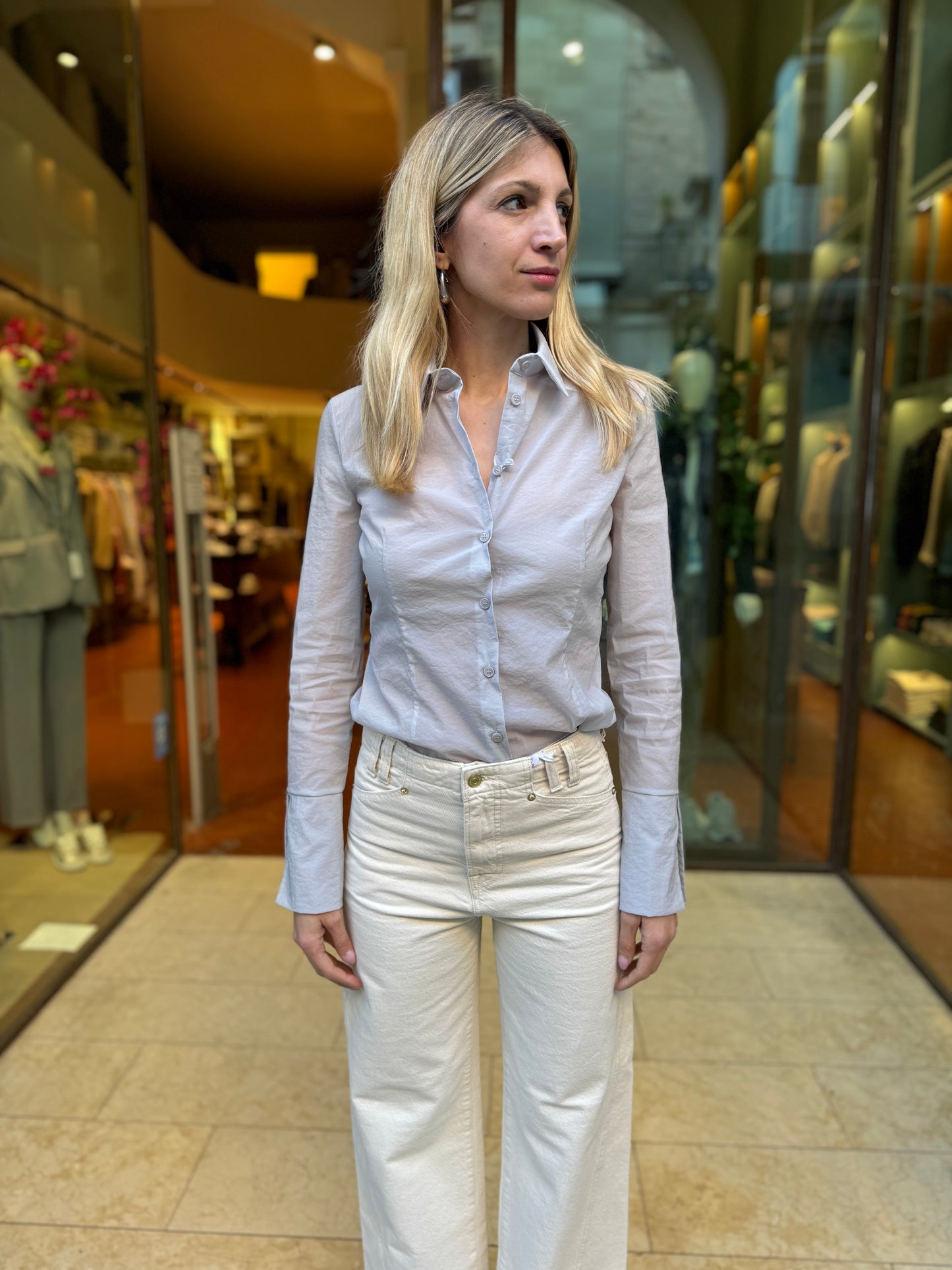 Patrizia Pepe Camicia schiantata con martingala GRIGIO