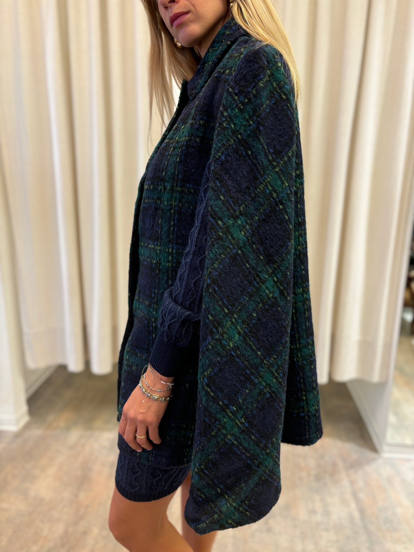 Molly Bracken Mantella a quadri BLU