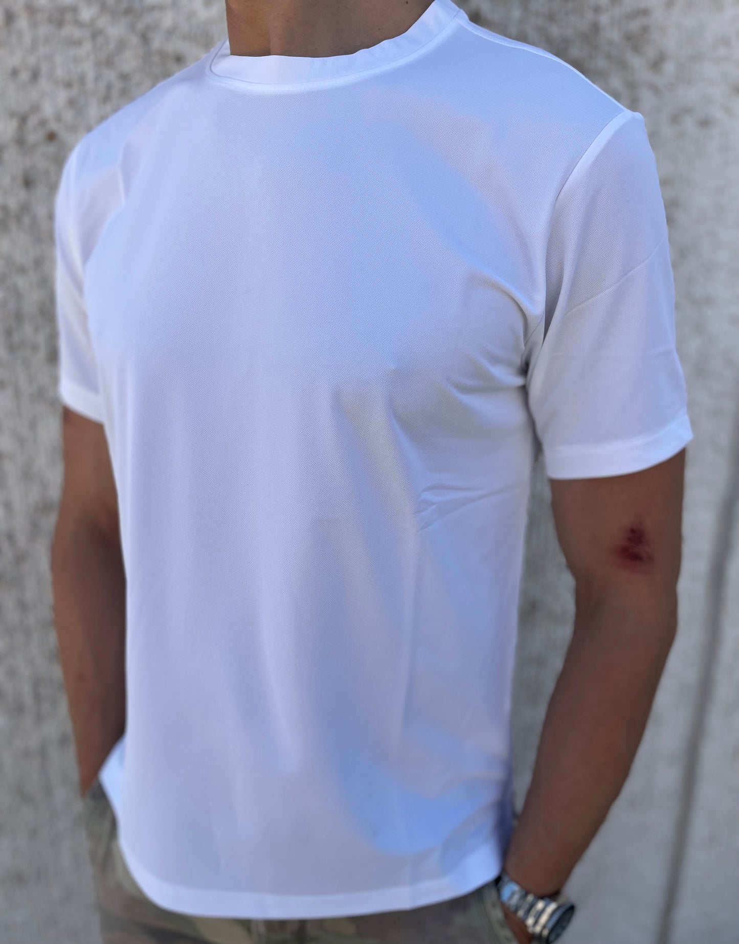 loft88 maglia manica corta in tessuto tecnico piquet BIANCO