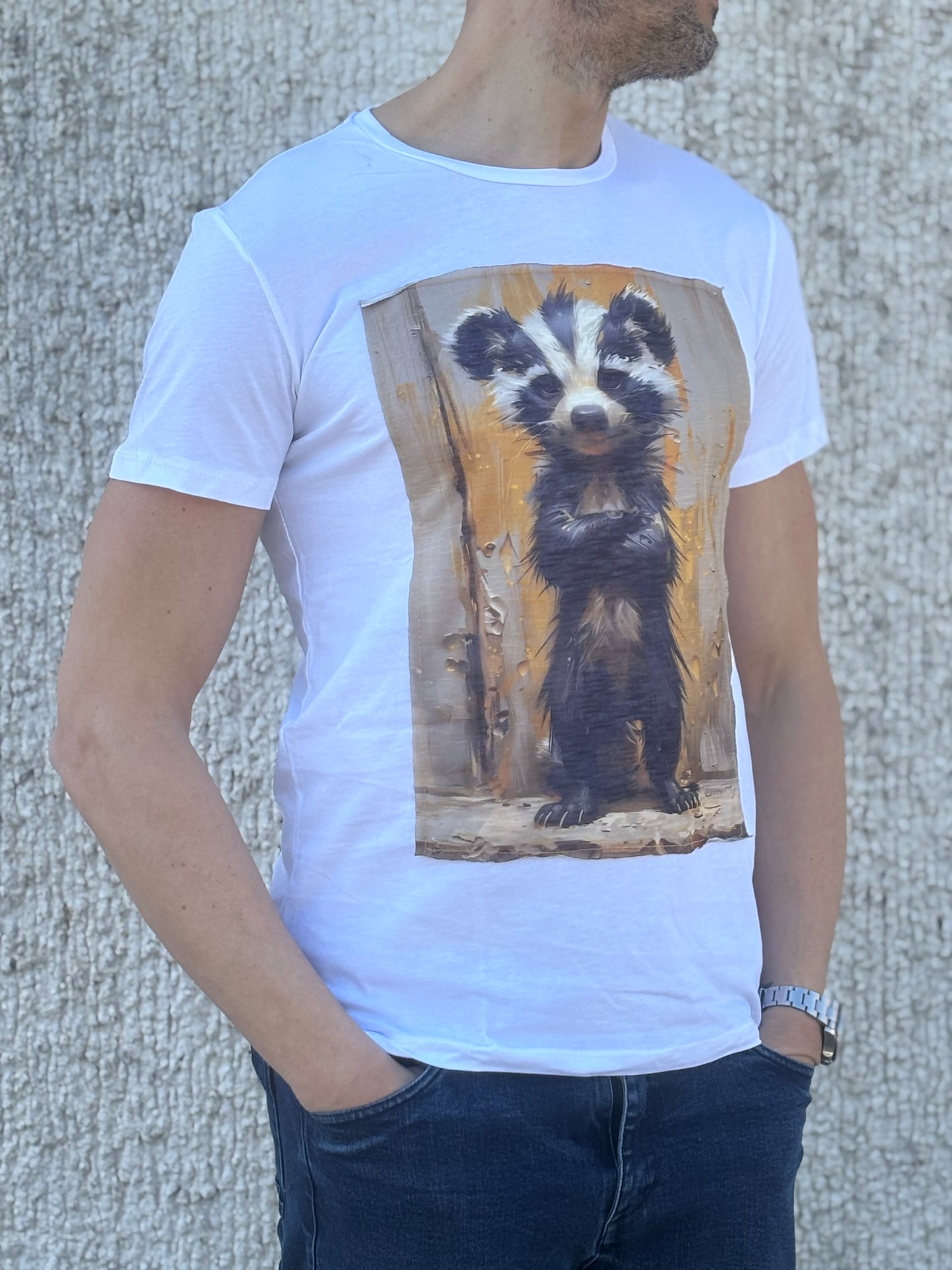 Trepuntonove T-shirt procione BIANCO