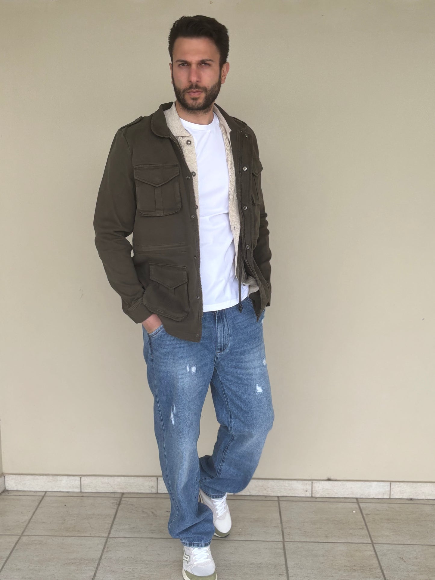 Rytual jeans regular con strappetti tasca obliqua lavaggio medio JEANS